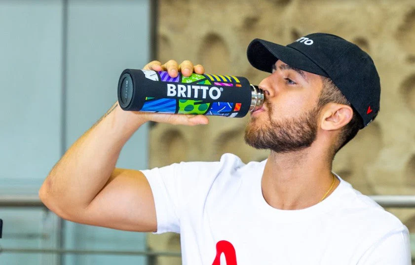 Colorful Landscape (Black) Britto Water Bottle - Image 7