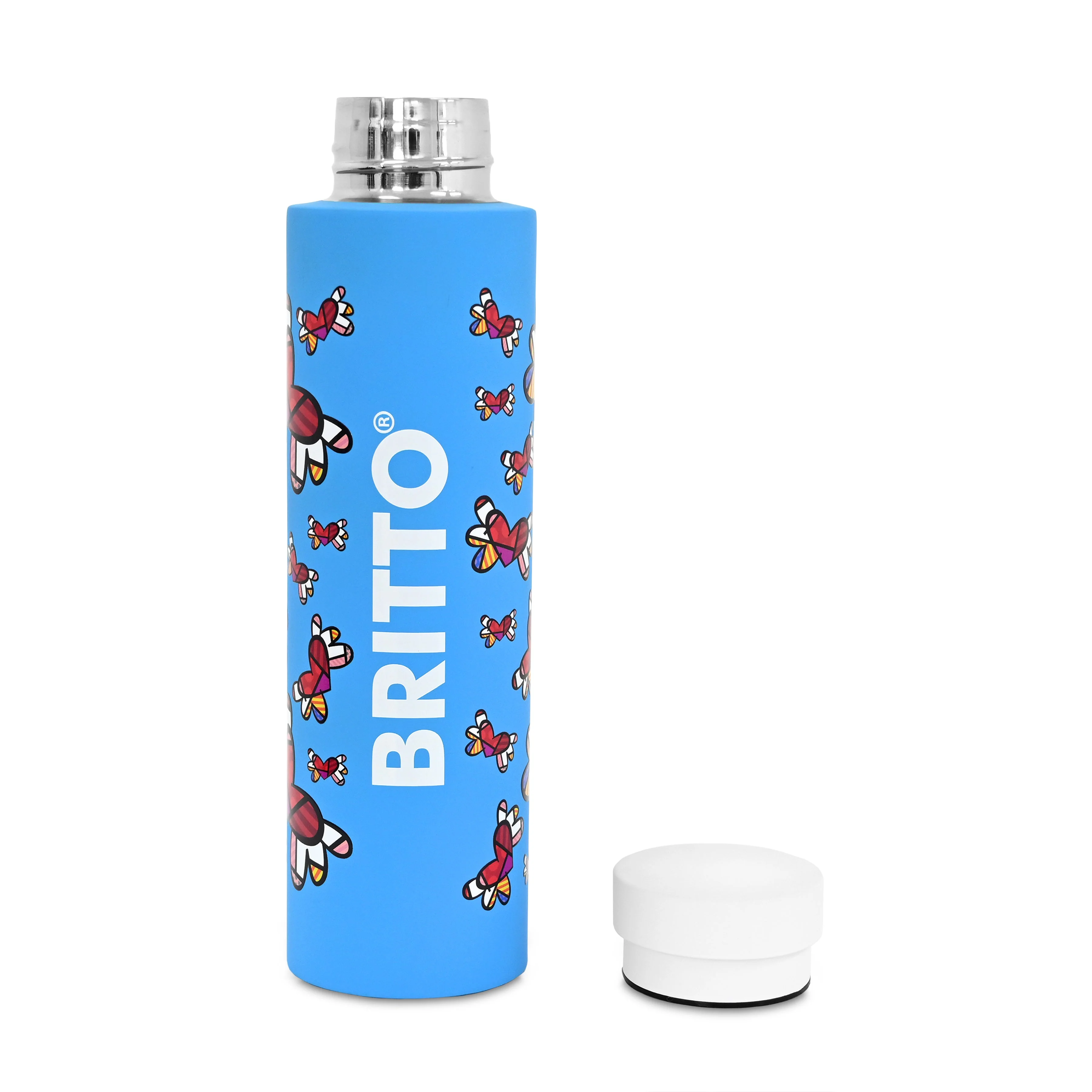 Flying Hearts (Blue) Britto Water Bottle - Image 4
