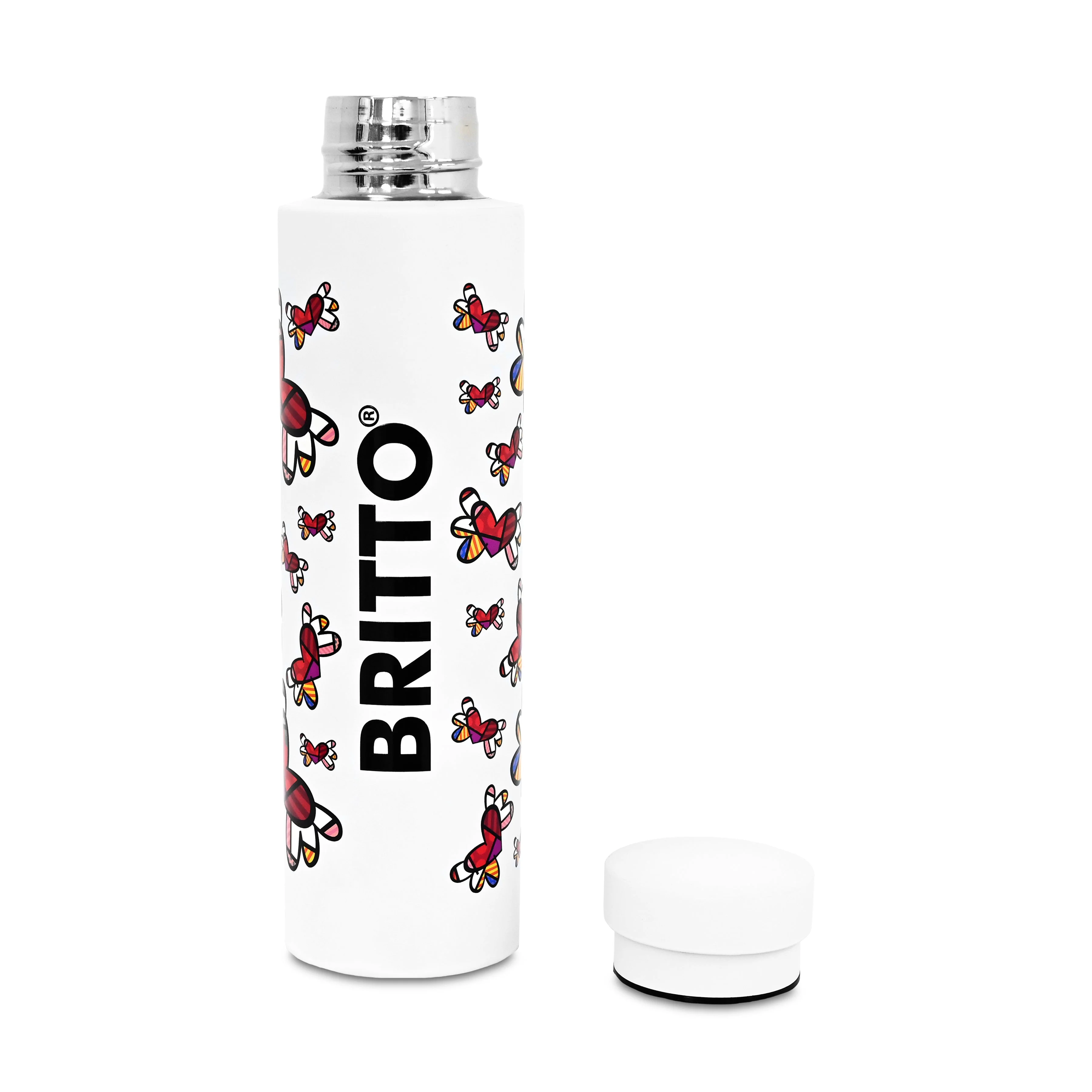 Flying Hearts (White) Britto Water Bottle - Image 4