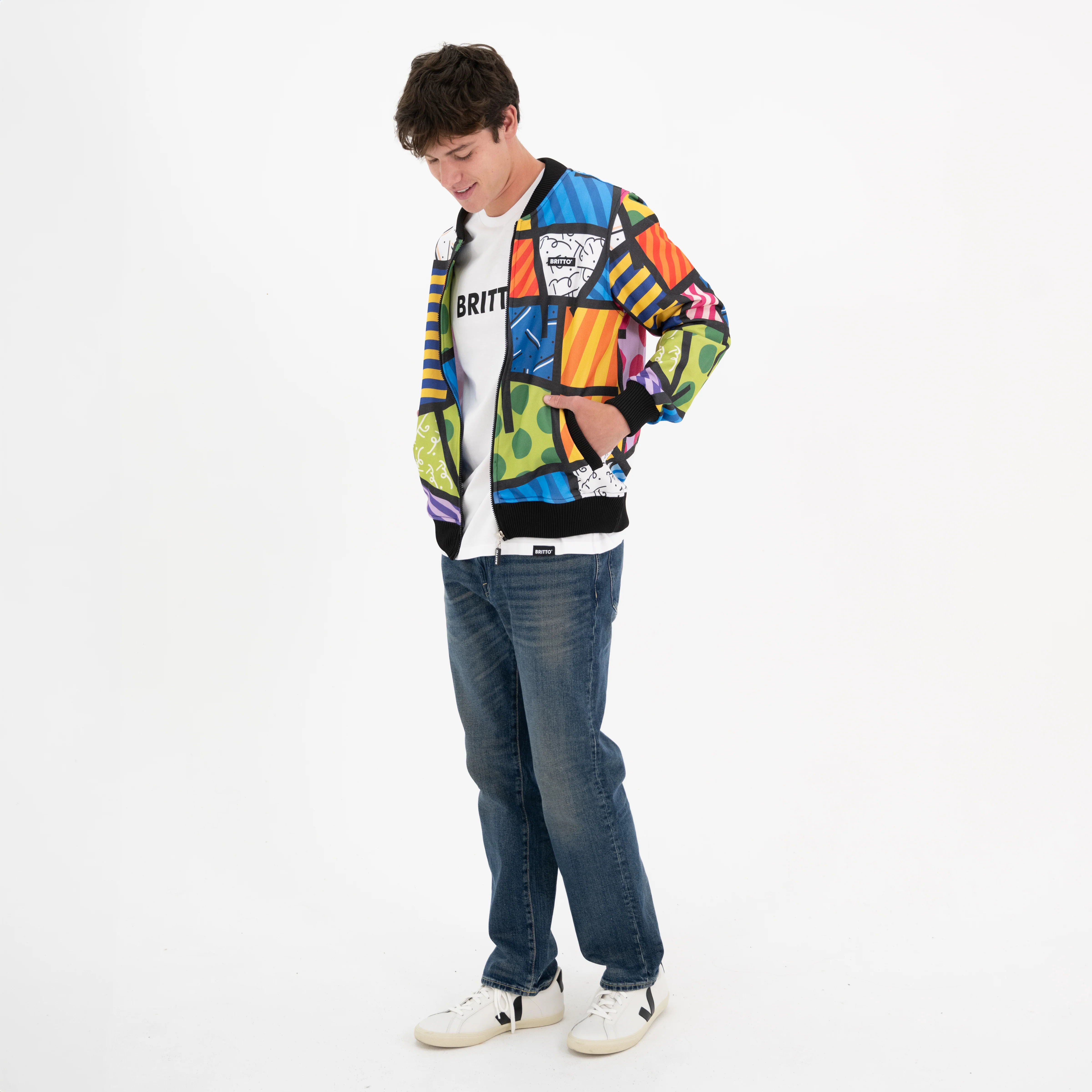 Colorful Landscape Britto Bomber Jacket - Image 3