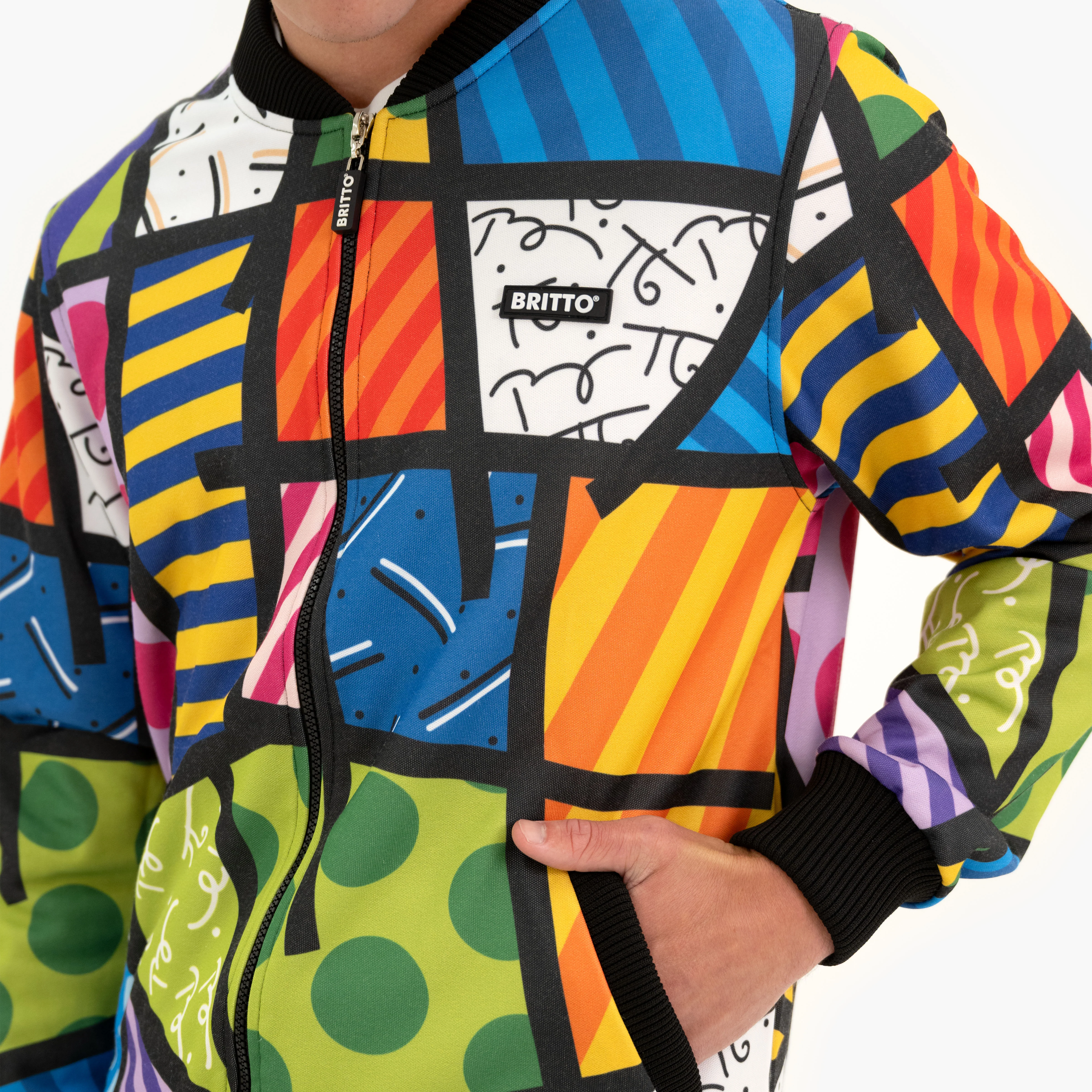 Colorful Landscape Britto Bomber Jacket - Image 6