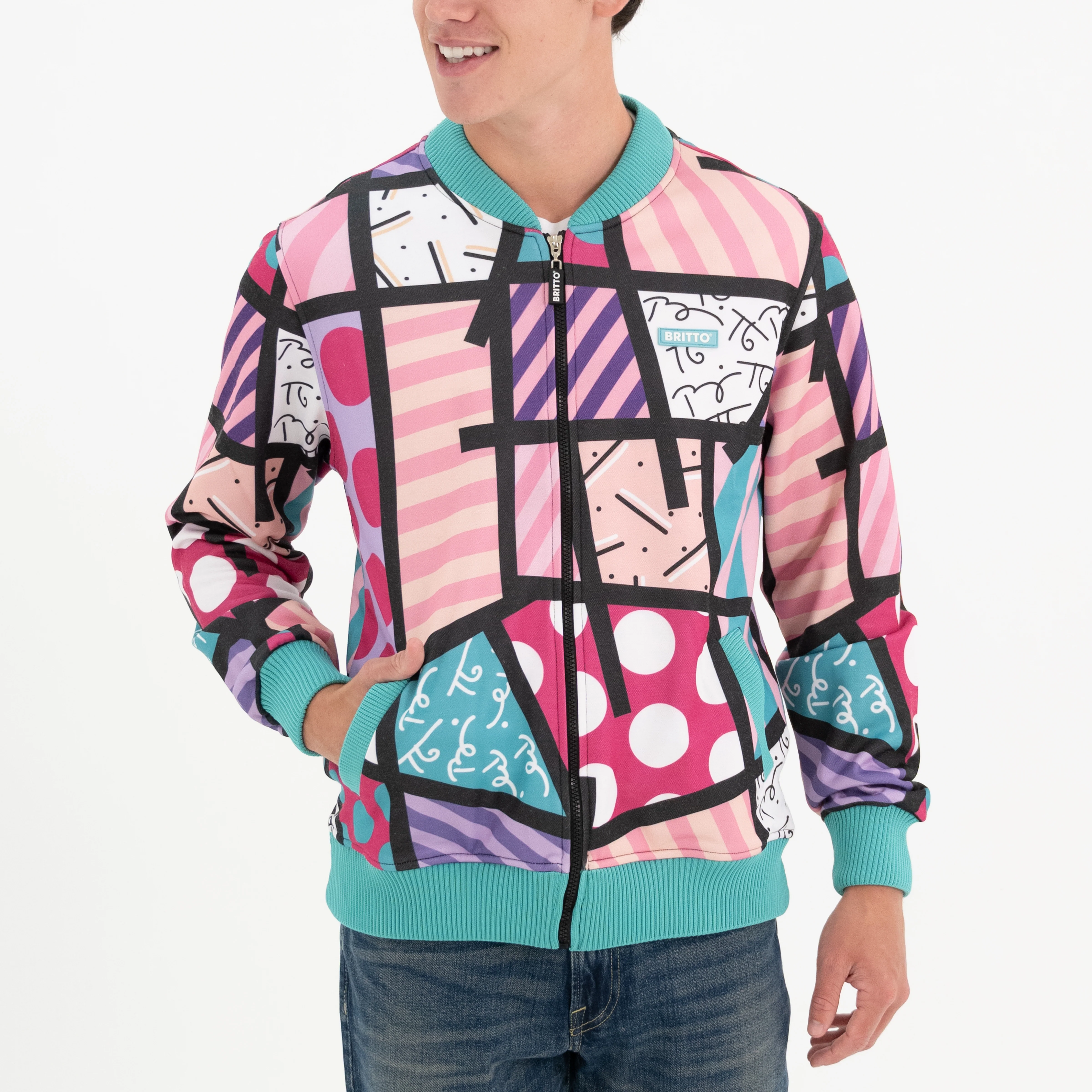 Pink Landscape Britto Bomber Jacket - Image 3