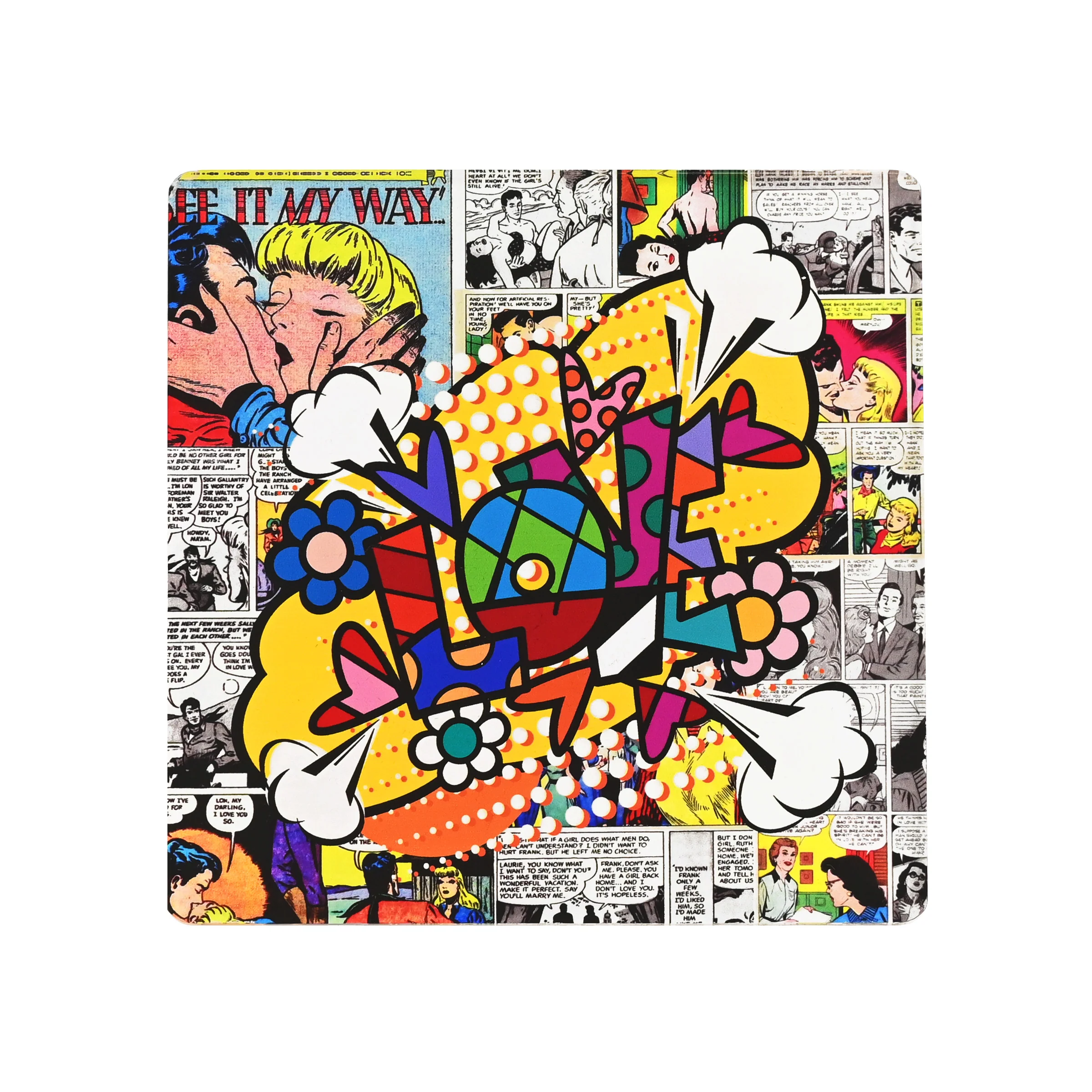 Love Word Comic Britto Squared Coasters - Image 4