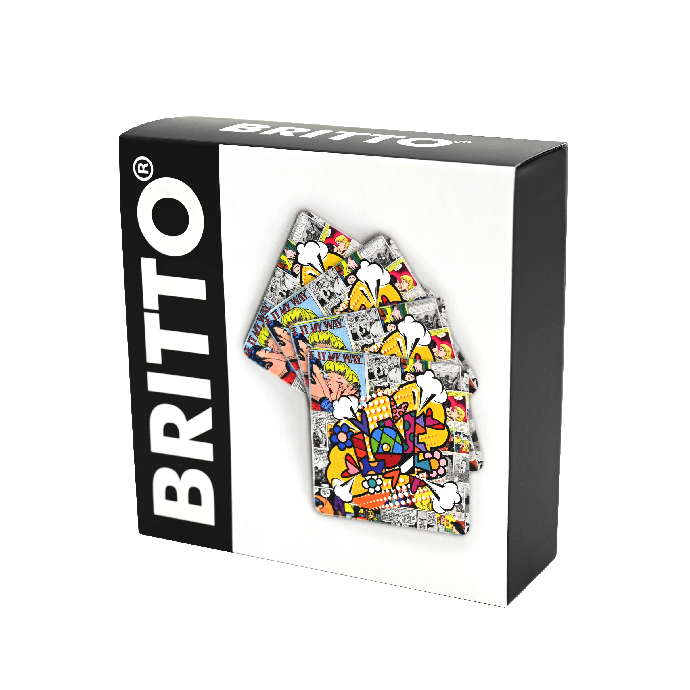 Love Word Comic Britto Squared Coasters - Image 6