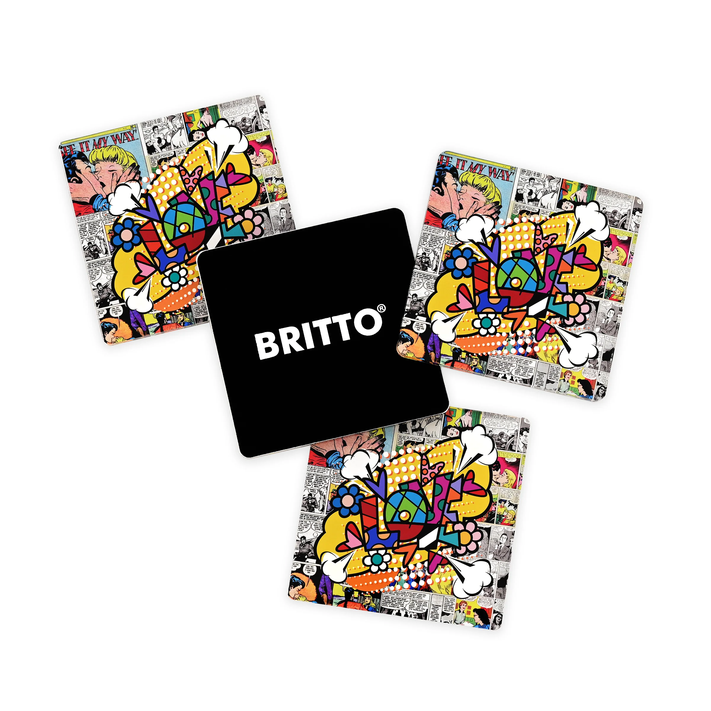 Love Word Comic Britto Squared Coasters - Image 7
