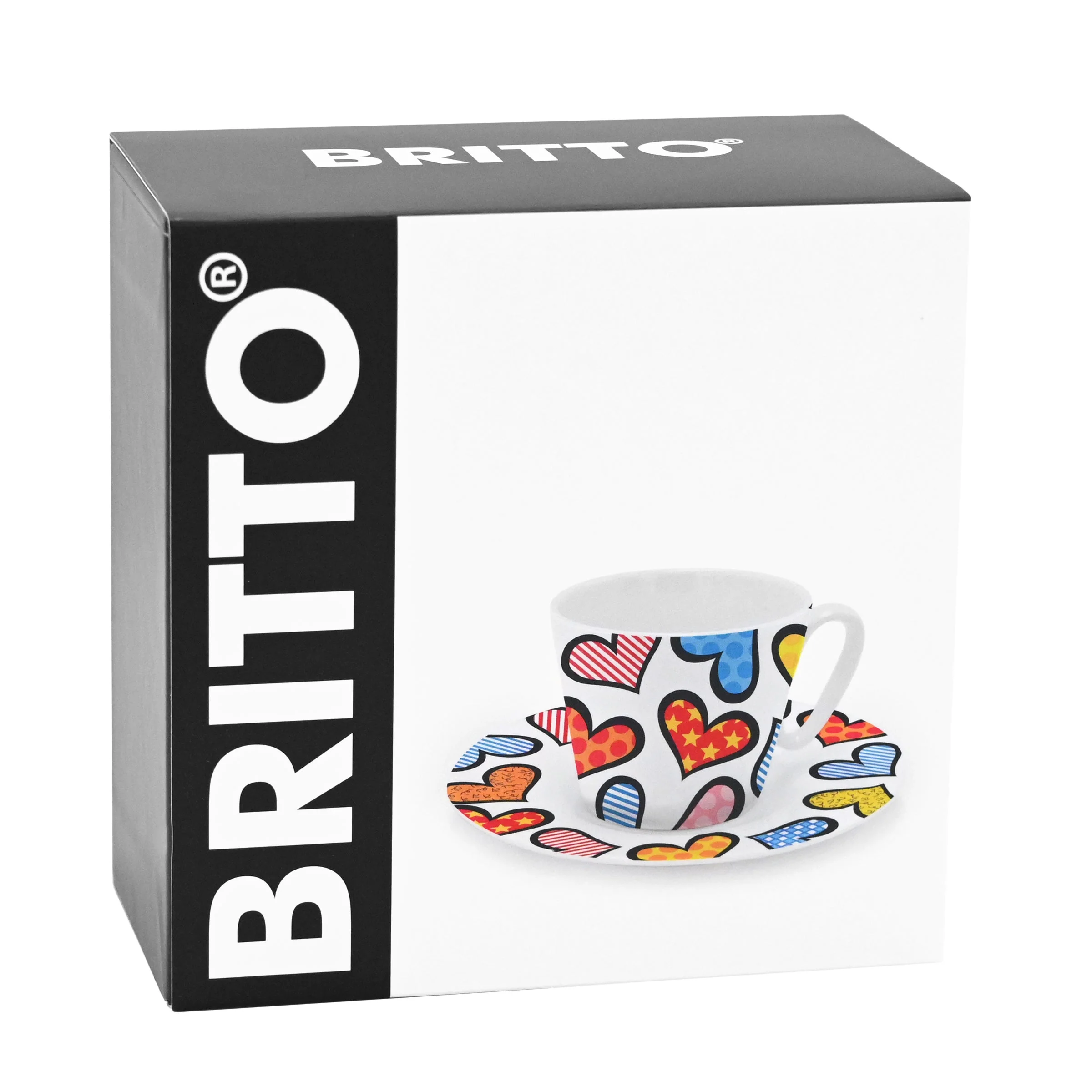 Hearts Britto Espresso Coffee Cup & Saucer Plate - Image 3