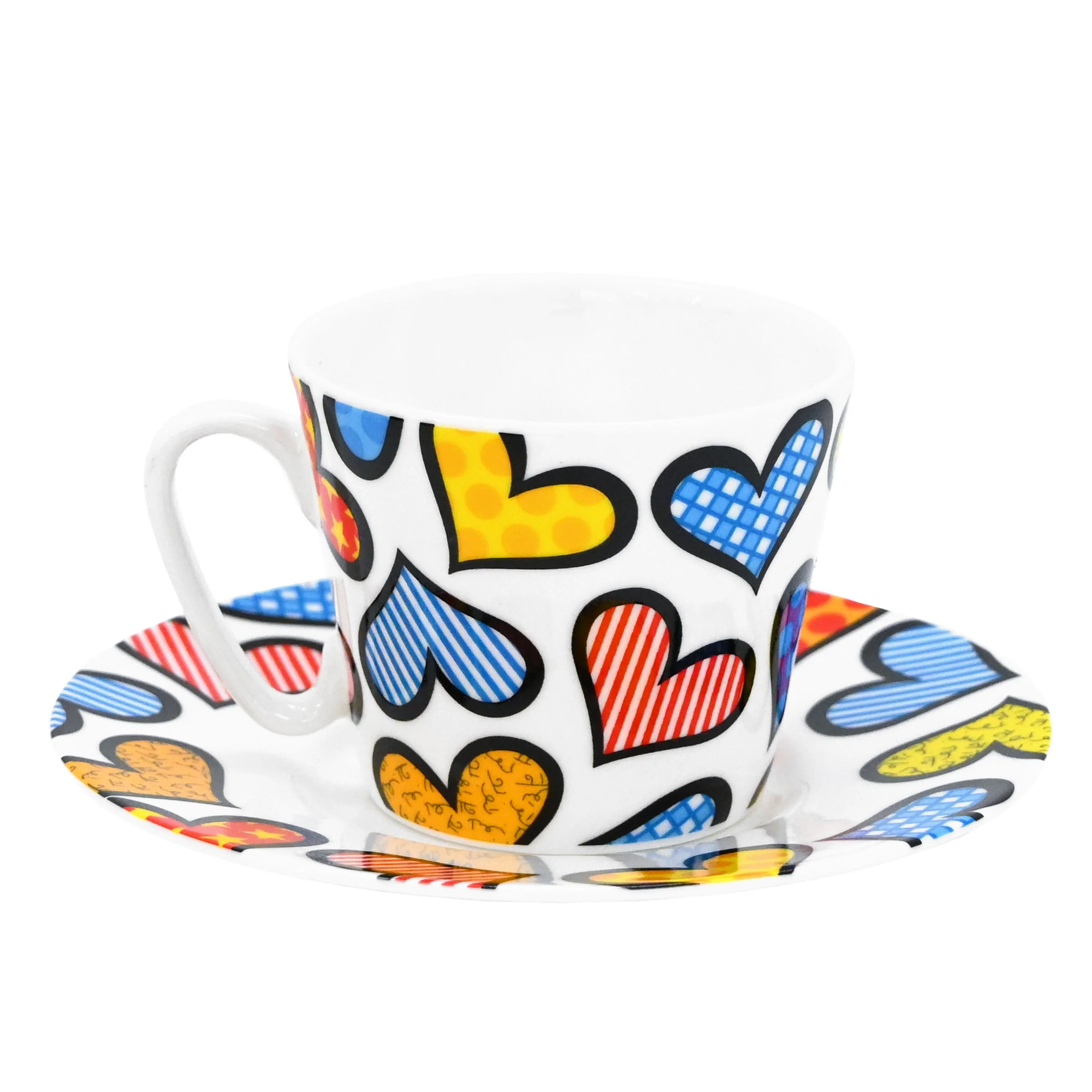 Hearts Britto Espresso Coffee Cup & Saucer Plate - Image 4