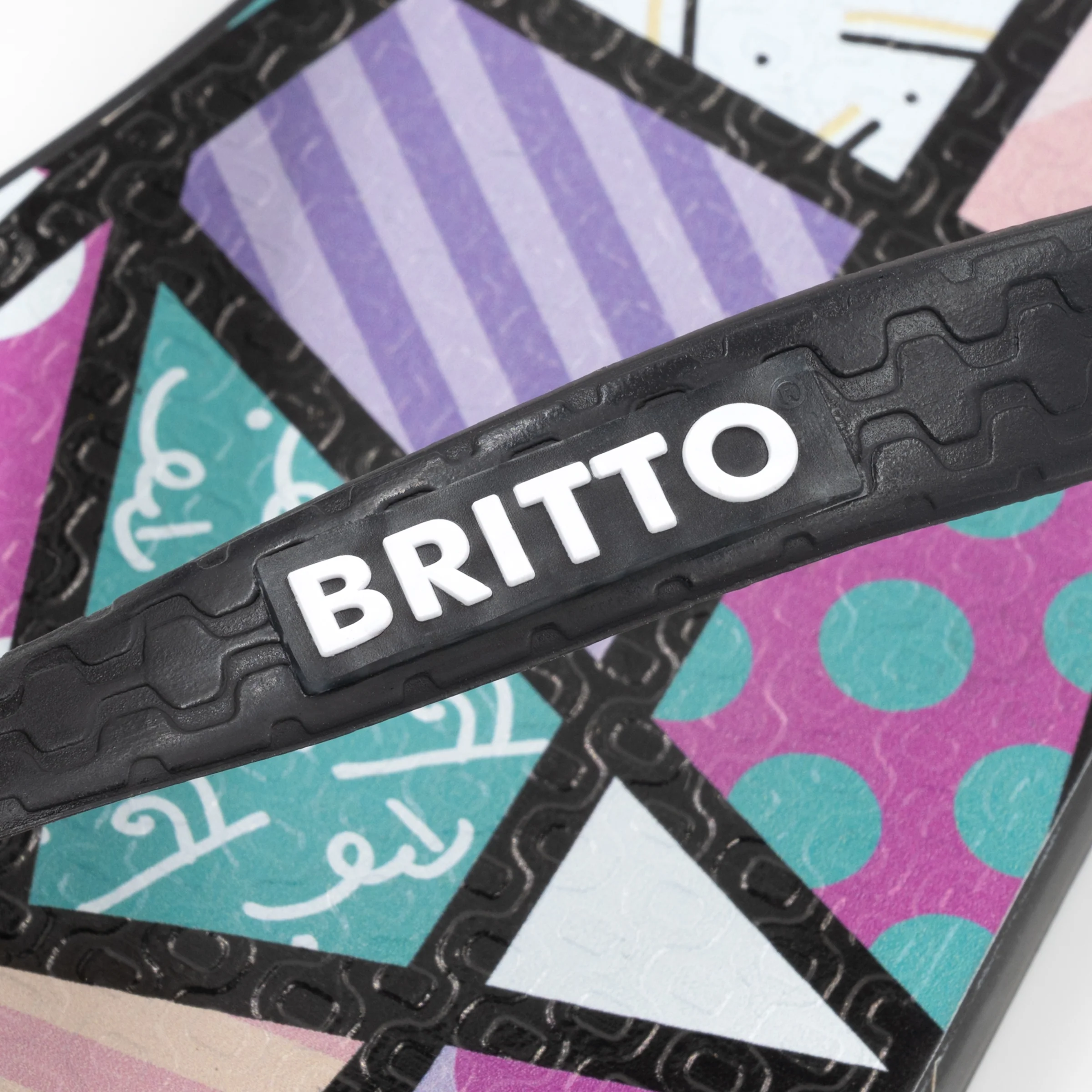 Pink Teal Landscape Britto Flip Flops - Image 3