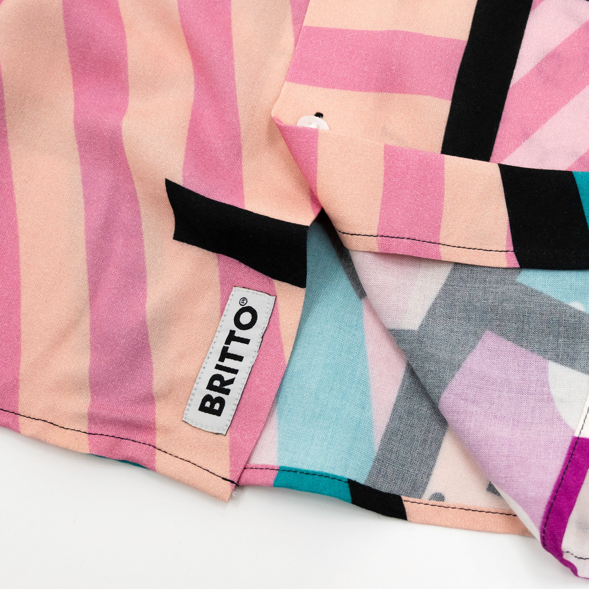 Pink Landscape Men's Short Sleeve Button Down Shirt - Image 6