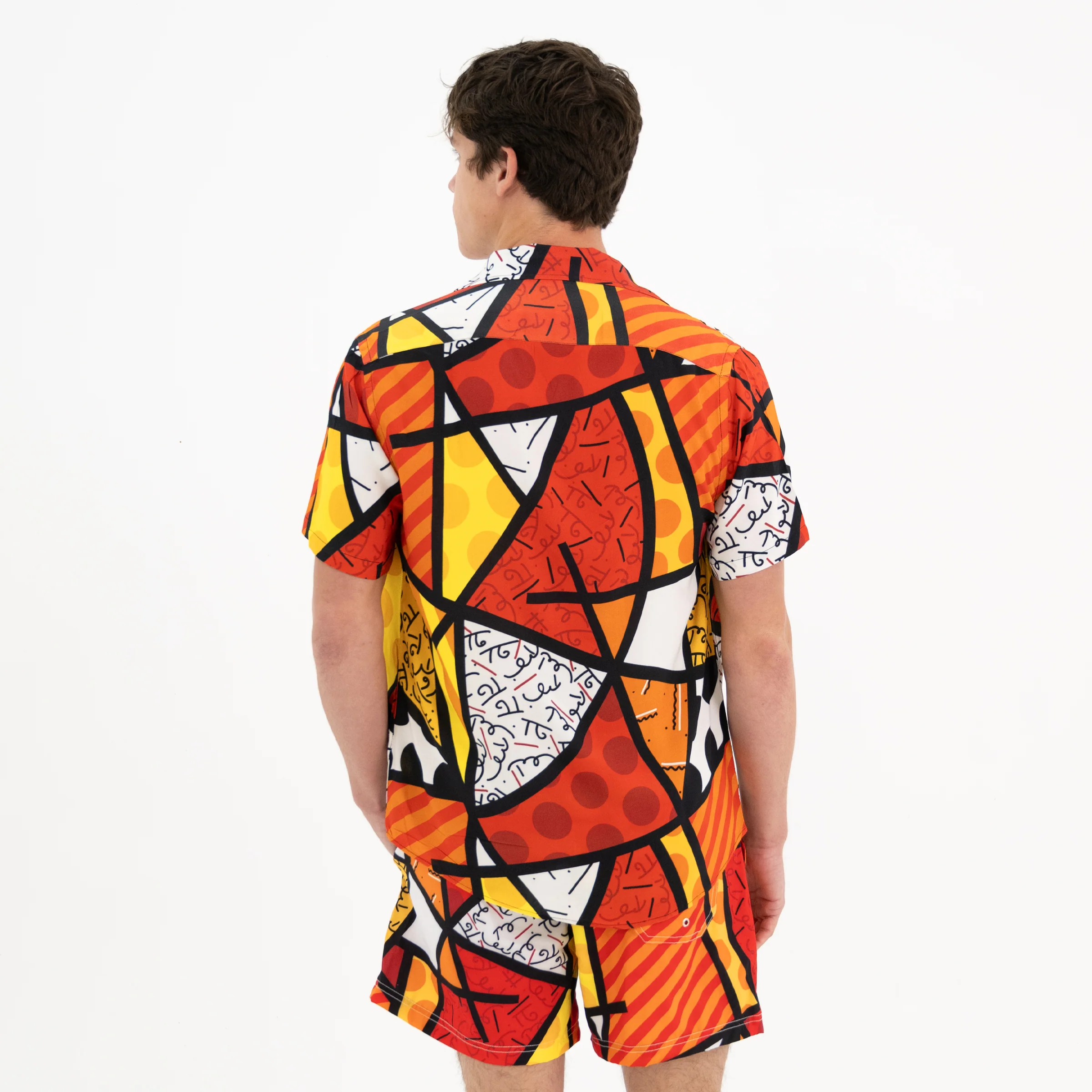 Red Landscape Men's Short Sleeve Button Down Shirt - Image 5