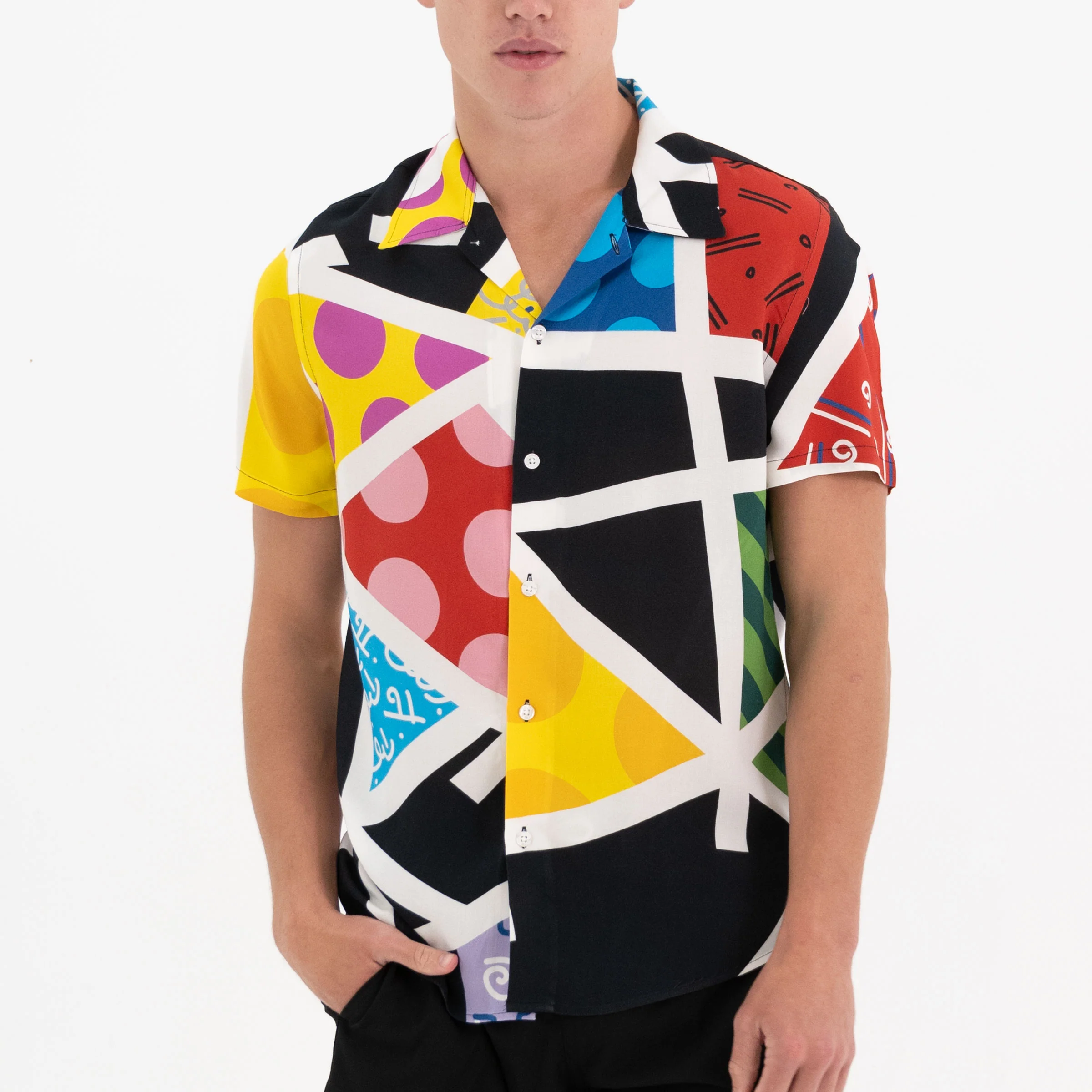 Midnight Landscape Men's Short Sleeve Button Down Shirt - Image 4