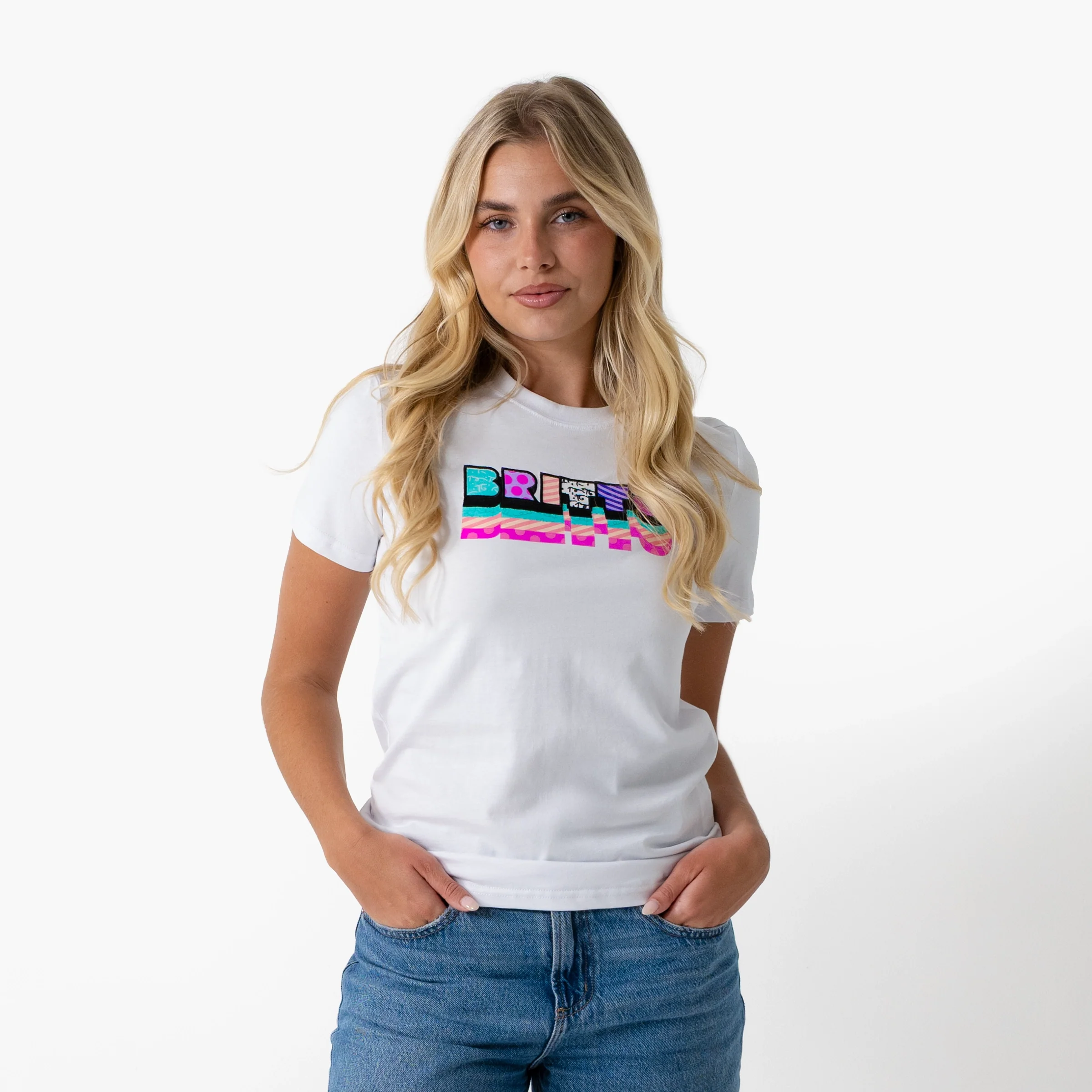 Pink & Teal Britto T-Shirt For Women