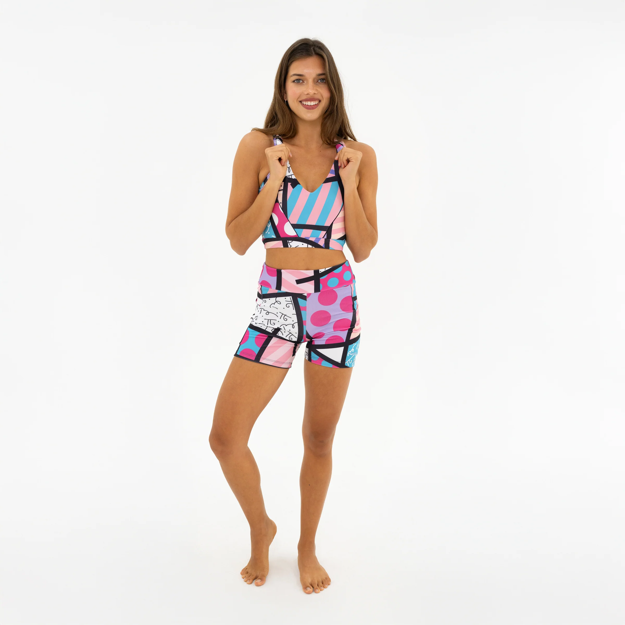 Pink Landscape Britto Yoga Shorts - Image 3