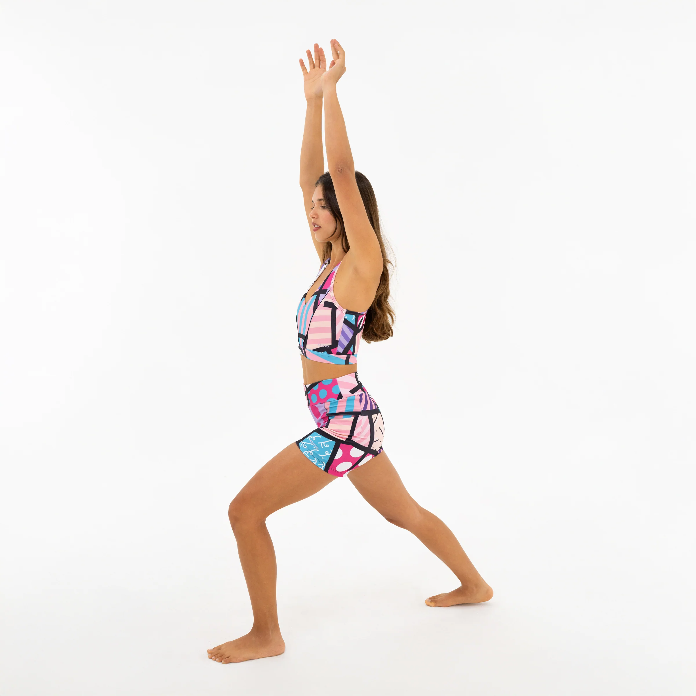 Pink Landscape Britto Yoga Shorts - Image 5