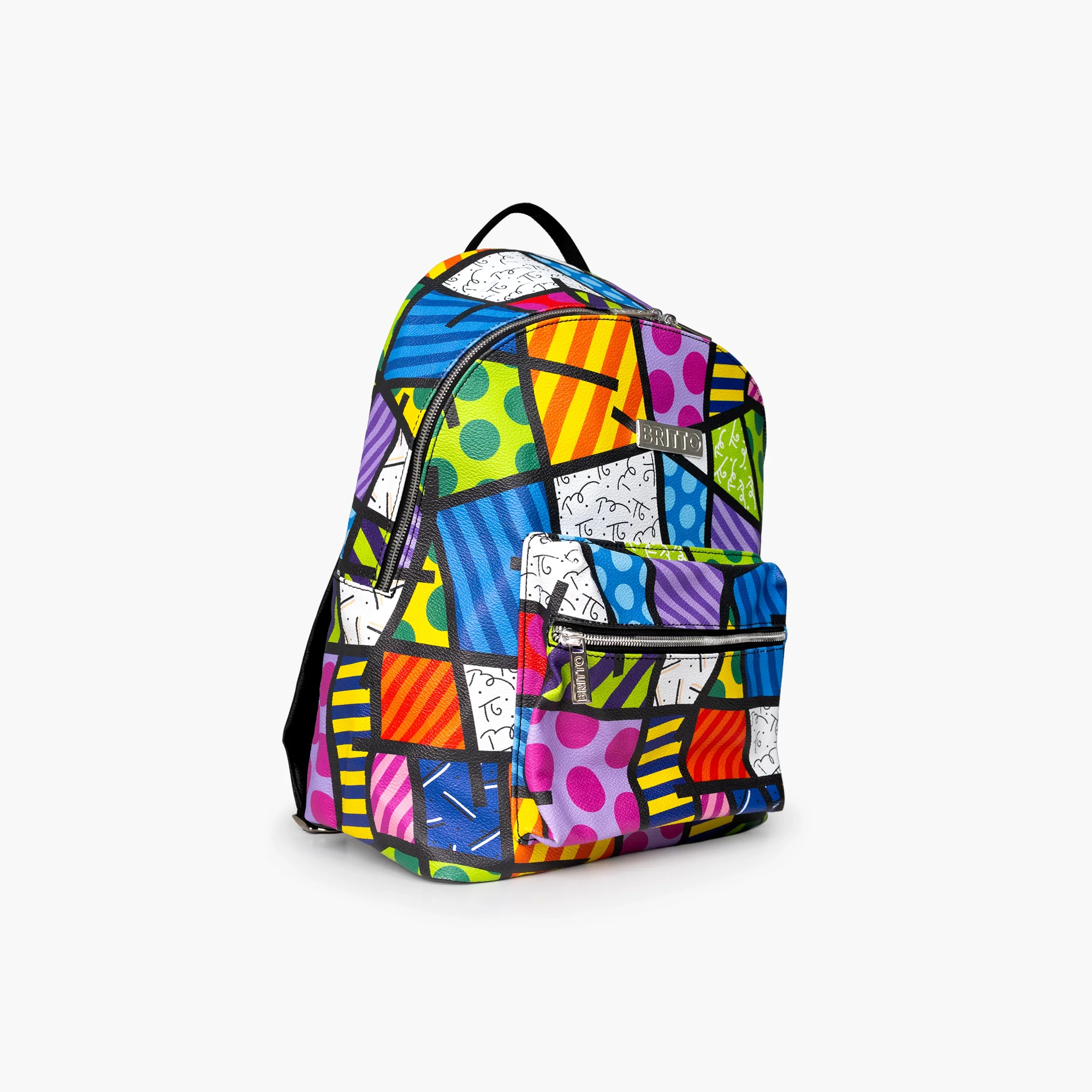 Colorful Landscape Britto Eco Leather Large Backpack - Image 3