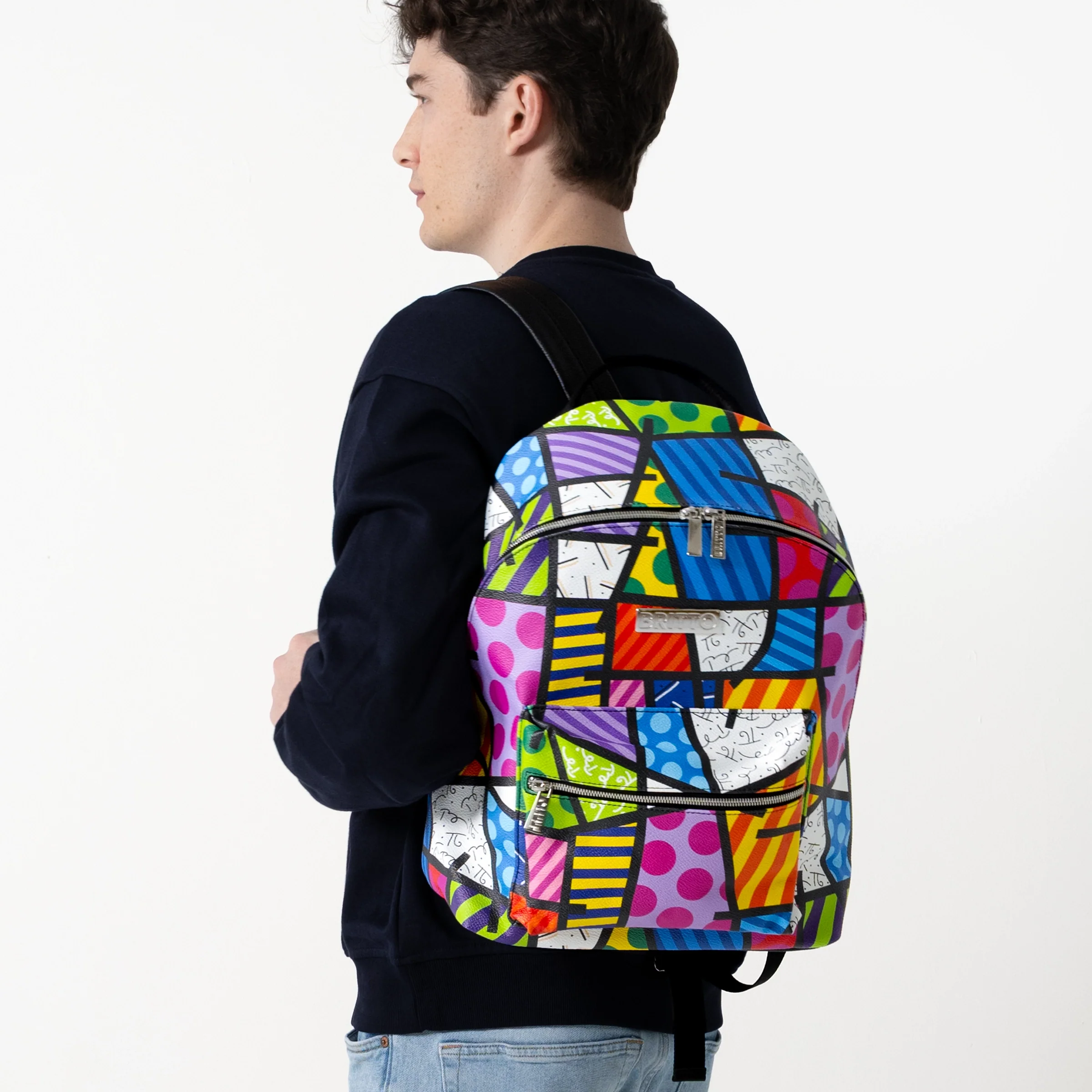 Colorful Landscape Britto Eco Leather Large Backpack - Image 7