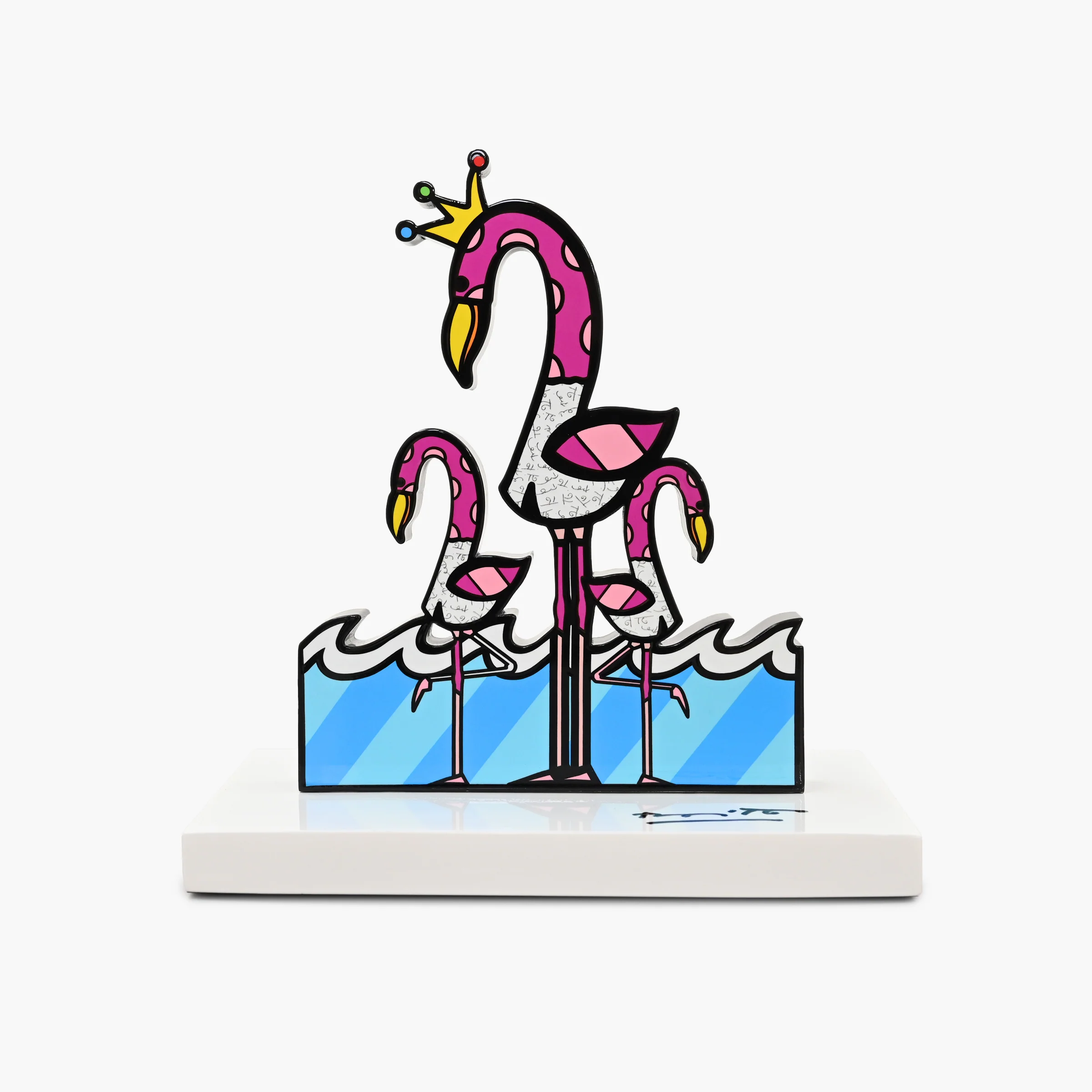 Flamingos (White Base) - Limited Edition Sculpture