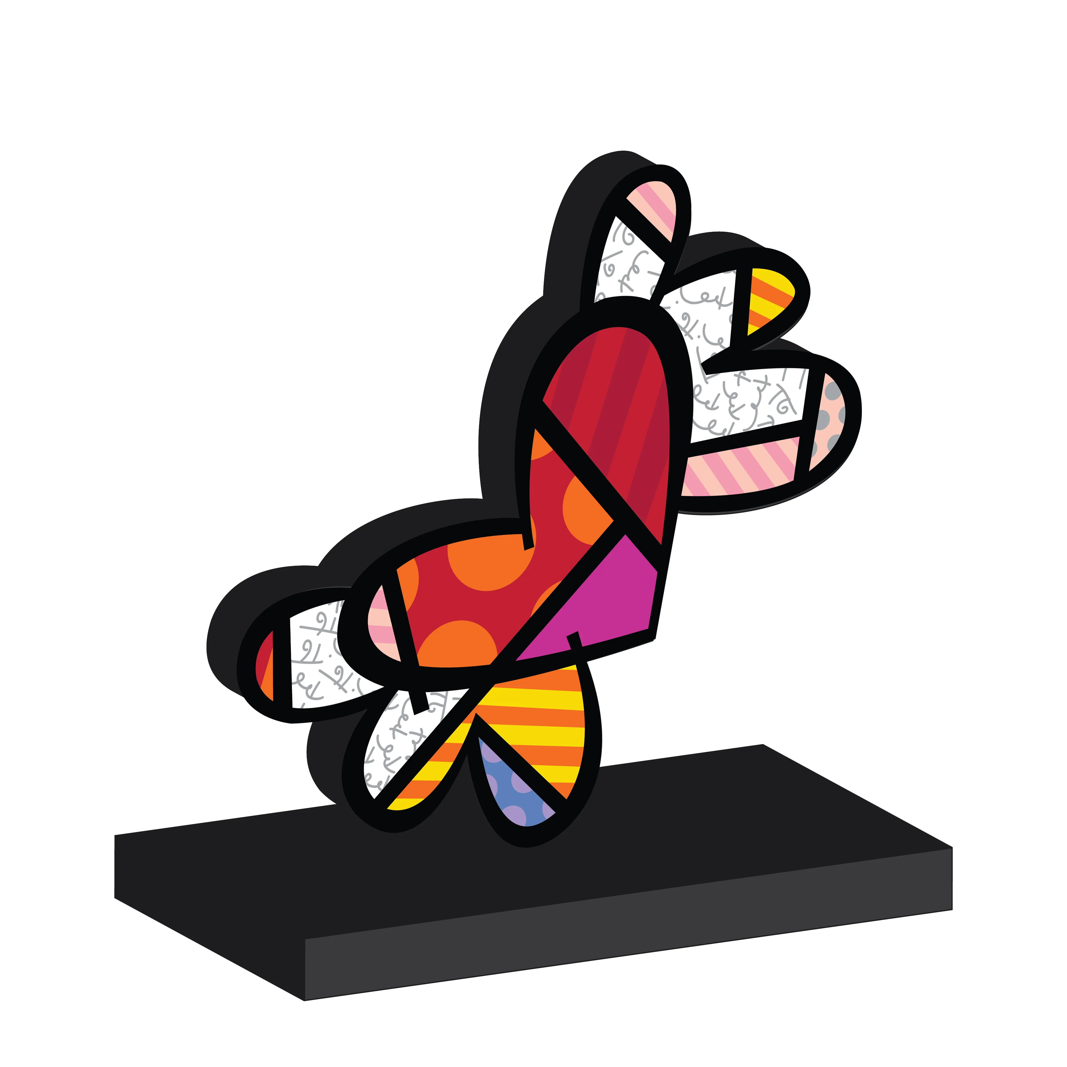 Flying Heart (Black Base) - Limited Edition Sculpture - Image 2