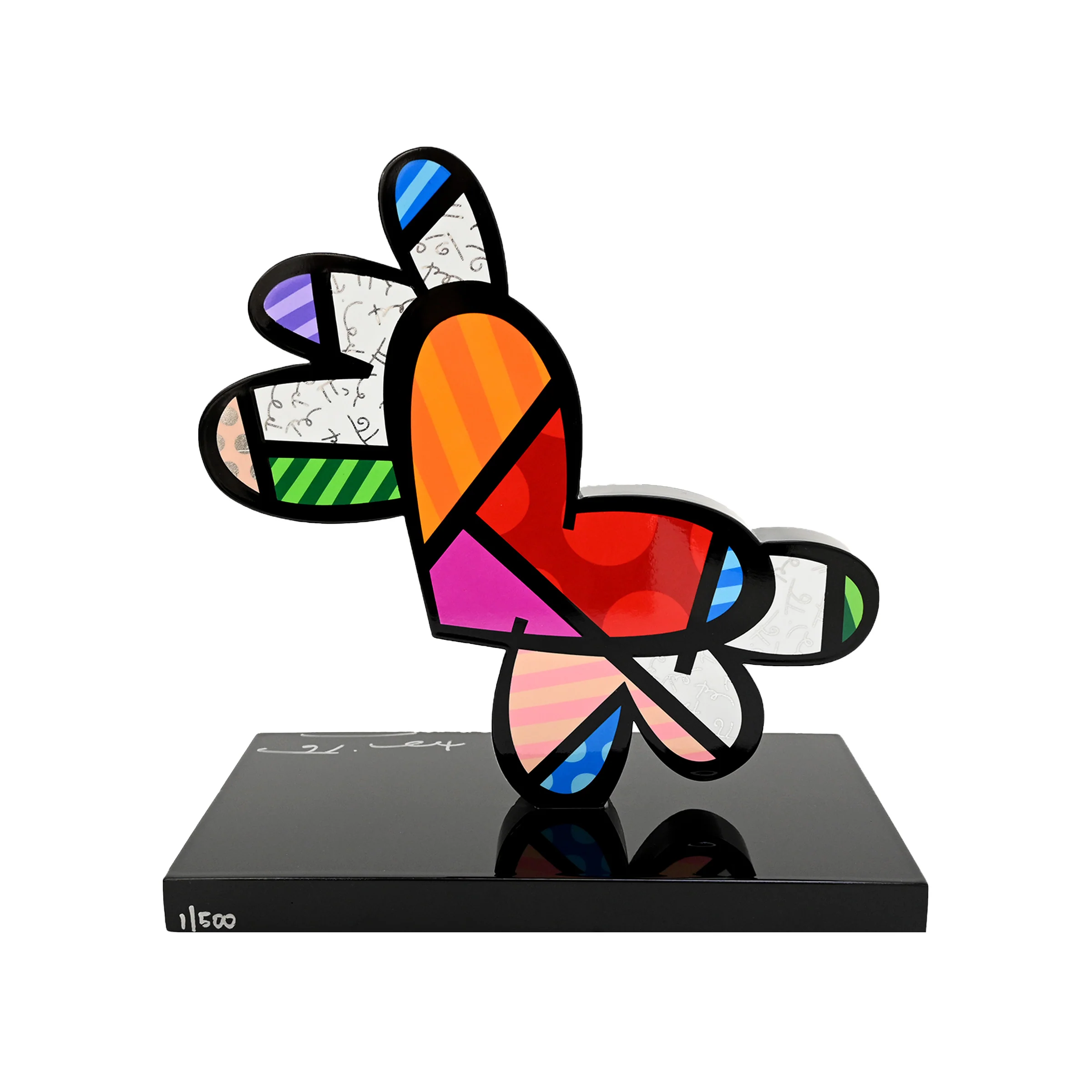 Flying Heart (Black Base) - Limited Edition Sculpture - Image 3