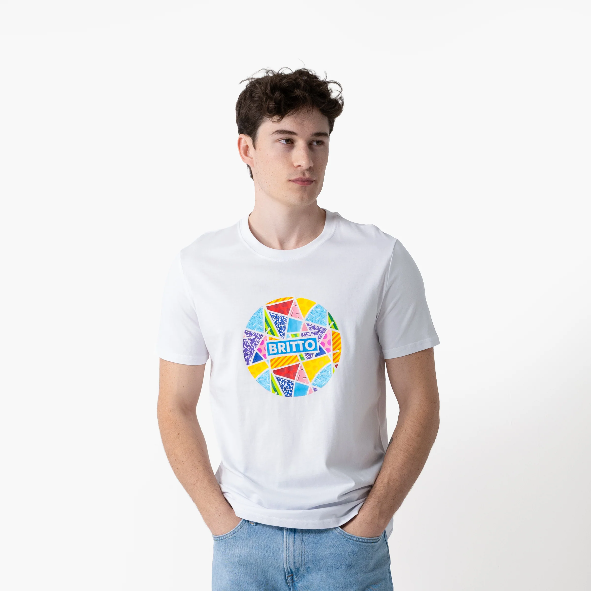 Globe Baby Blue Landscape Britto T-Shirt For Men
