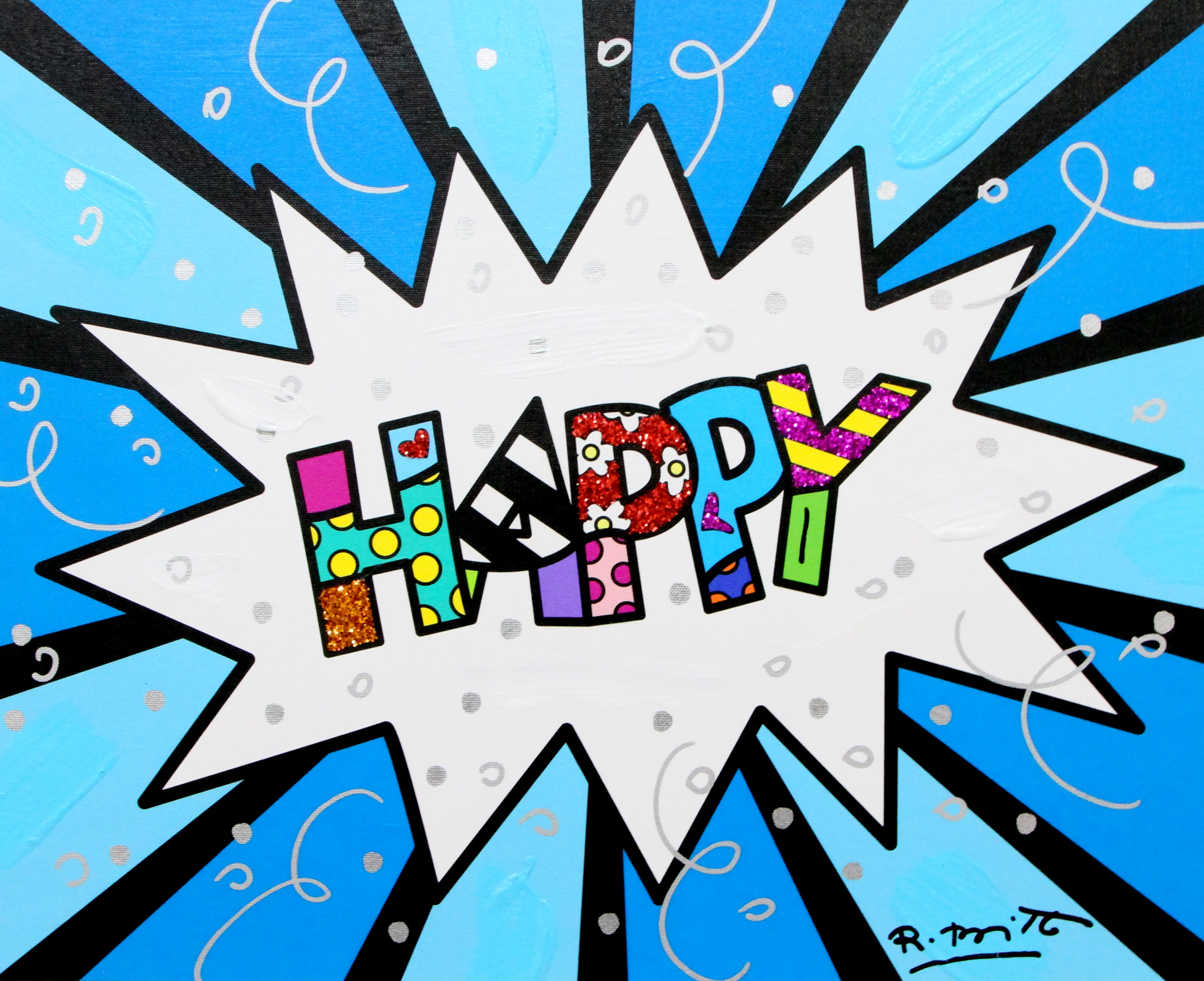 HAPPY (WORD) -  Mixed Media Original