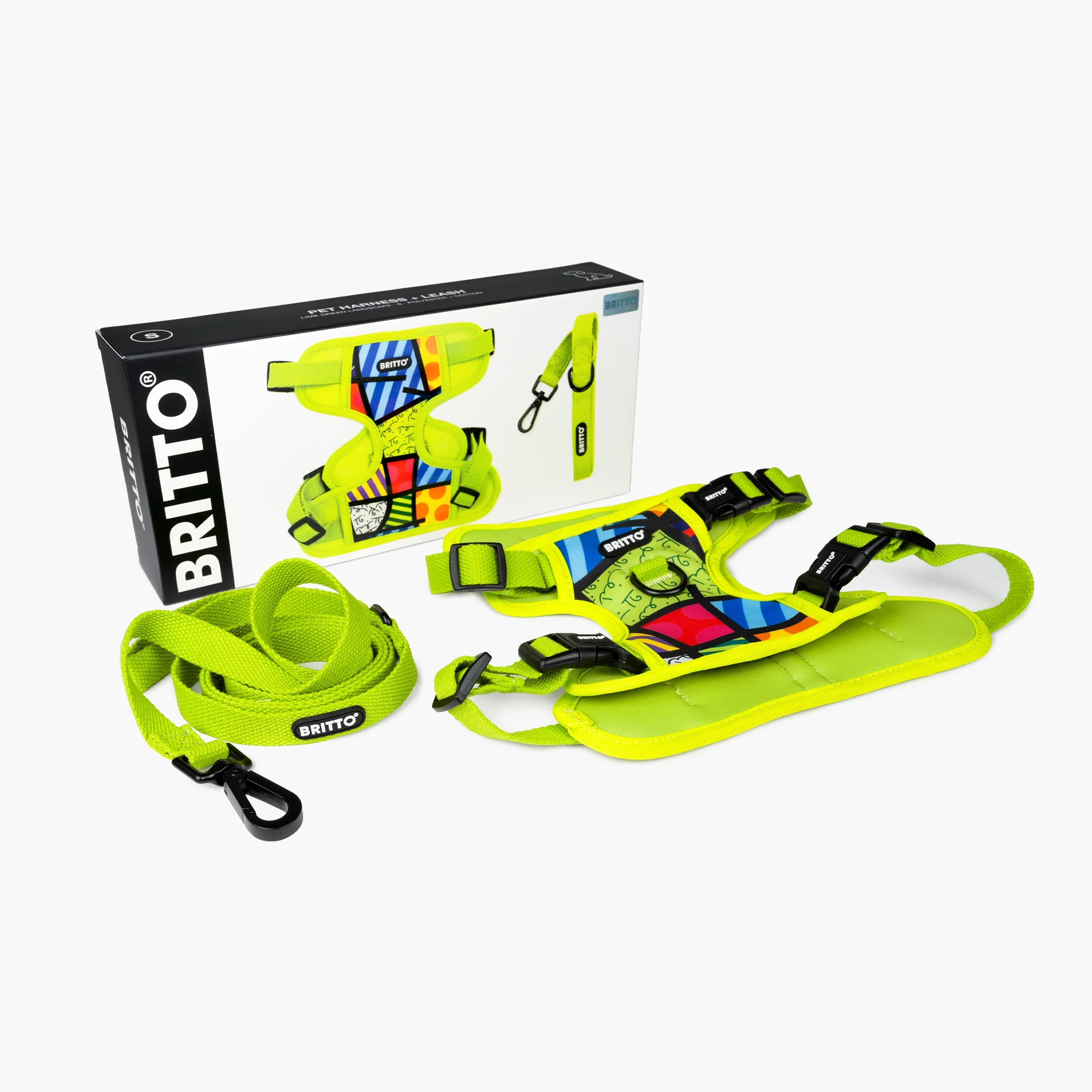 Lime Green Landscape Britto Pet Harness - Image 6
