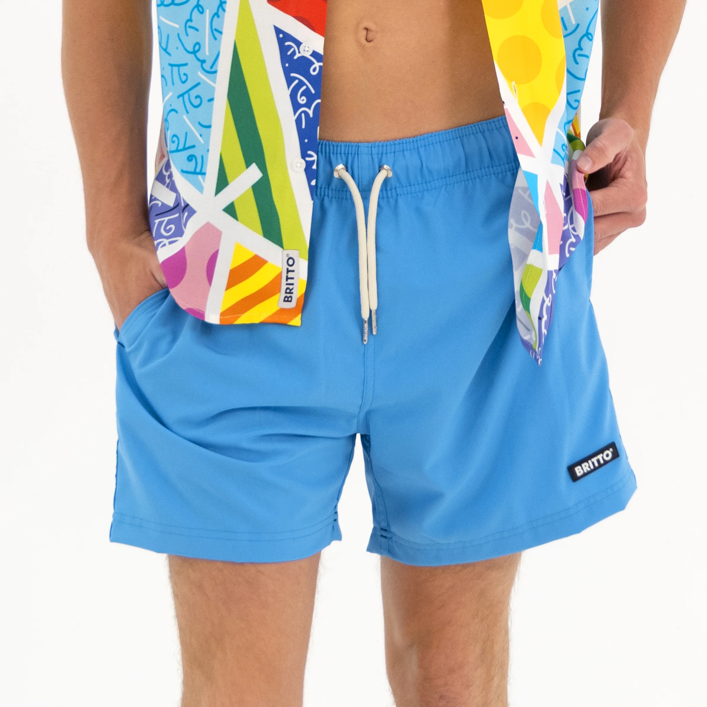 Baby Blue Britto Shorts For Men - Image 3