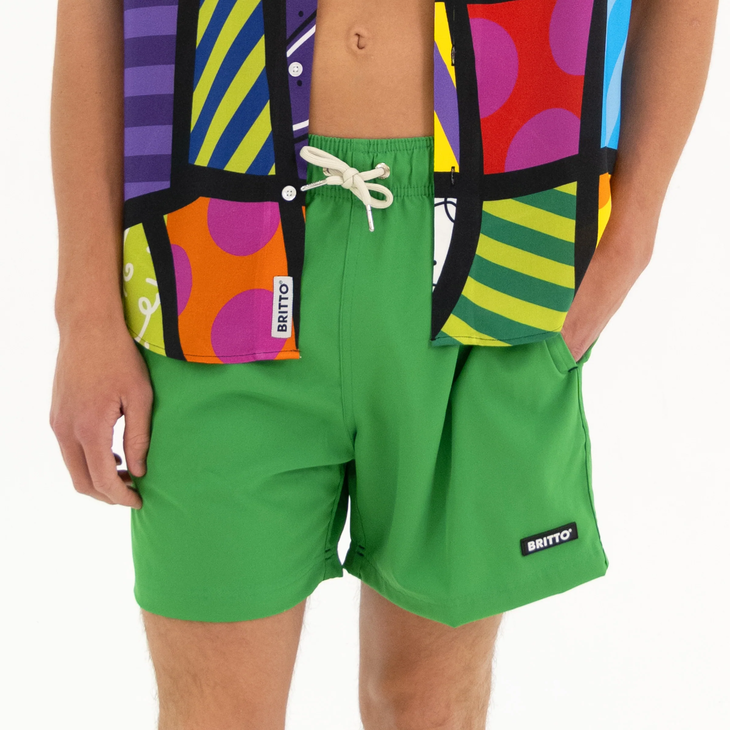 Lime Green Britto Shorts For Men - Image 3