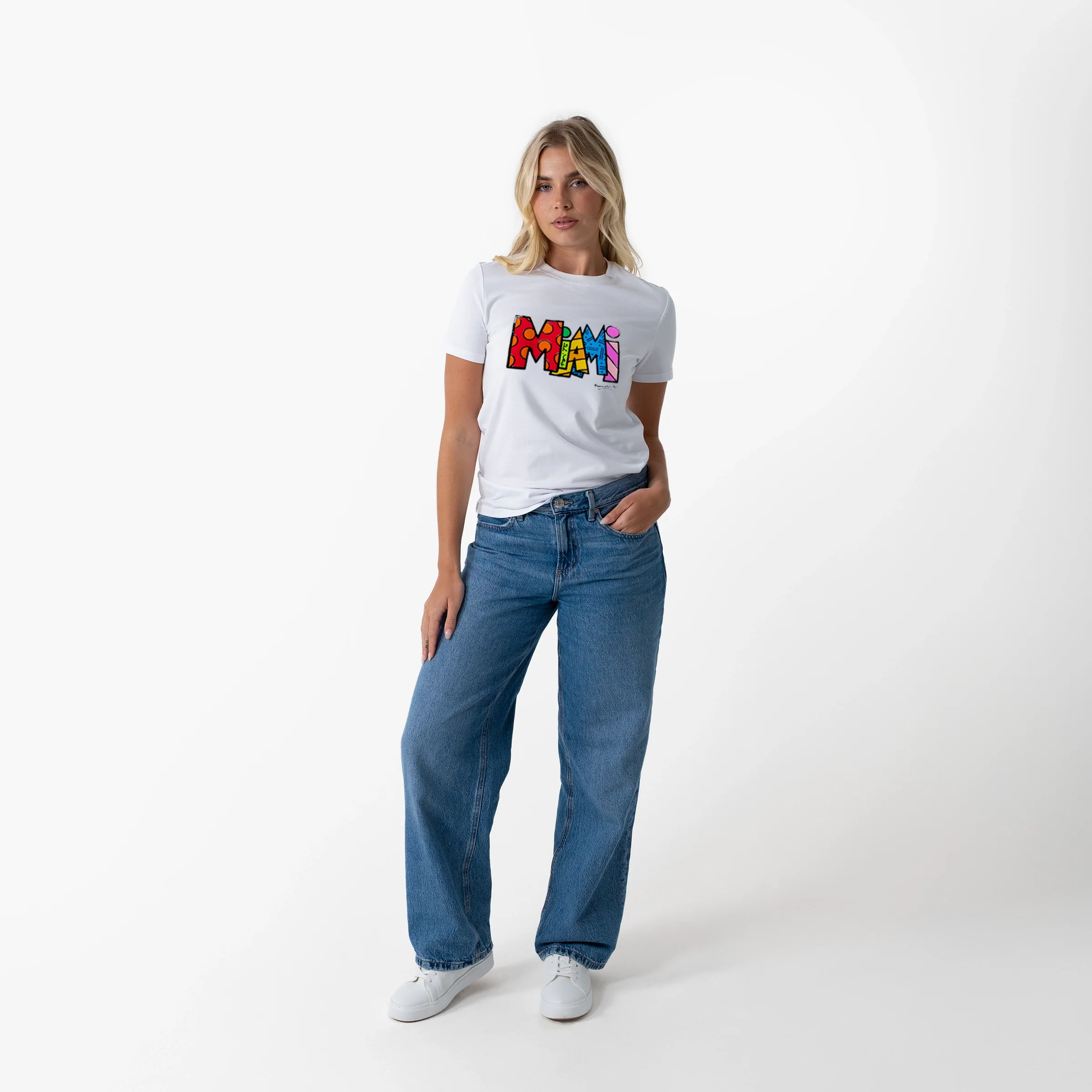 Miami White Britto T-Shirt For Women - Image 9
