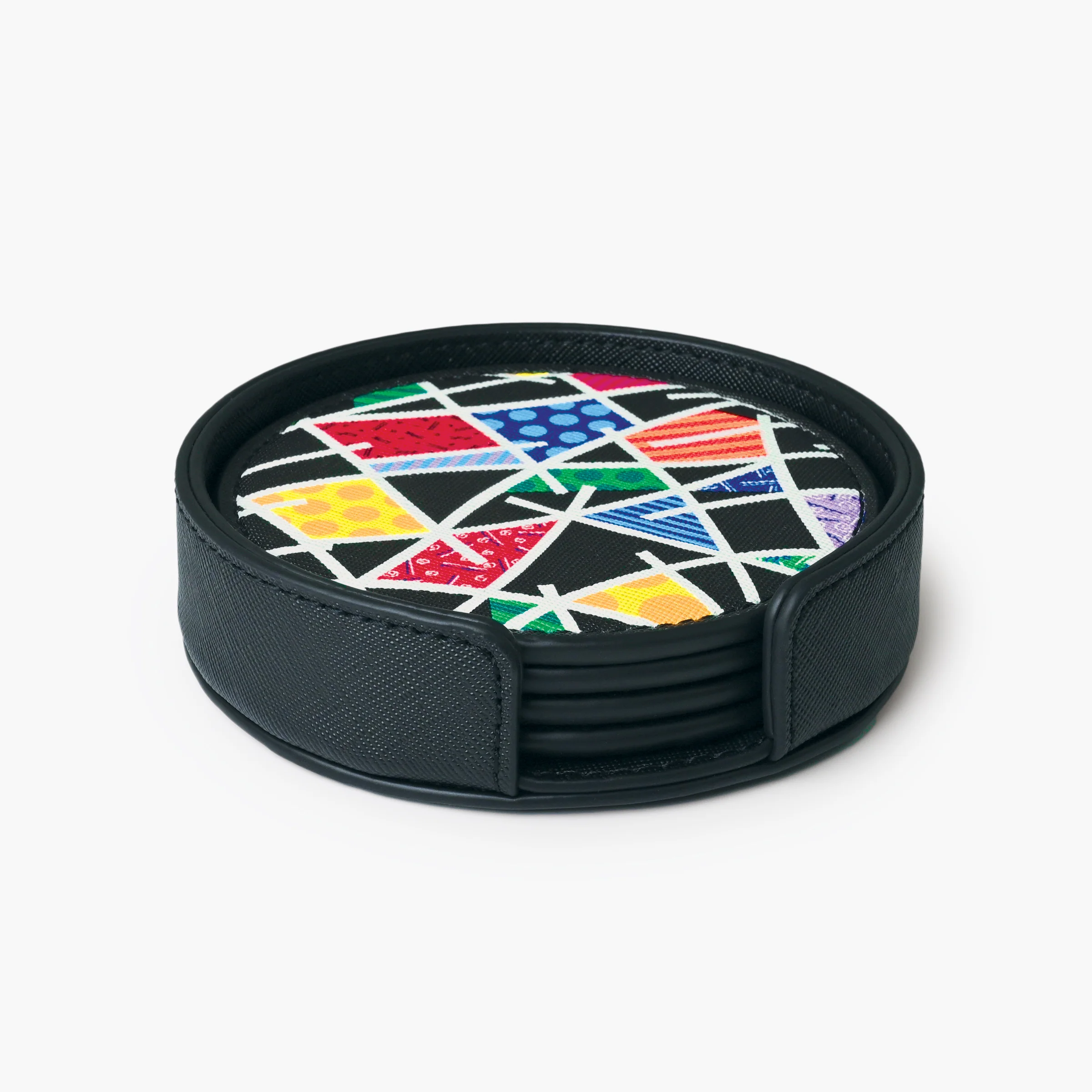 Midnight Landscape Britto Round Leather Coasters - Image 3
