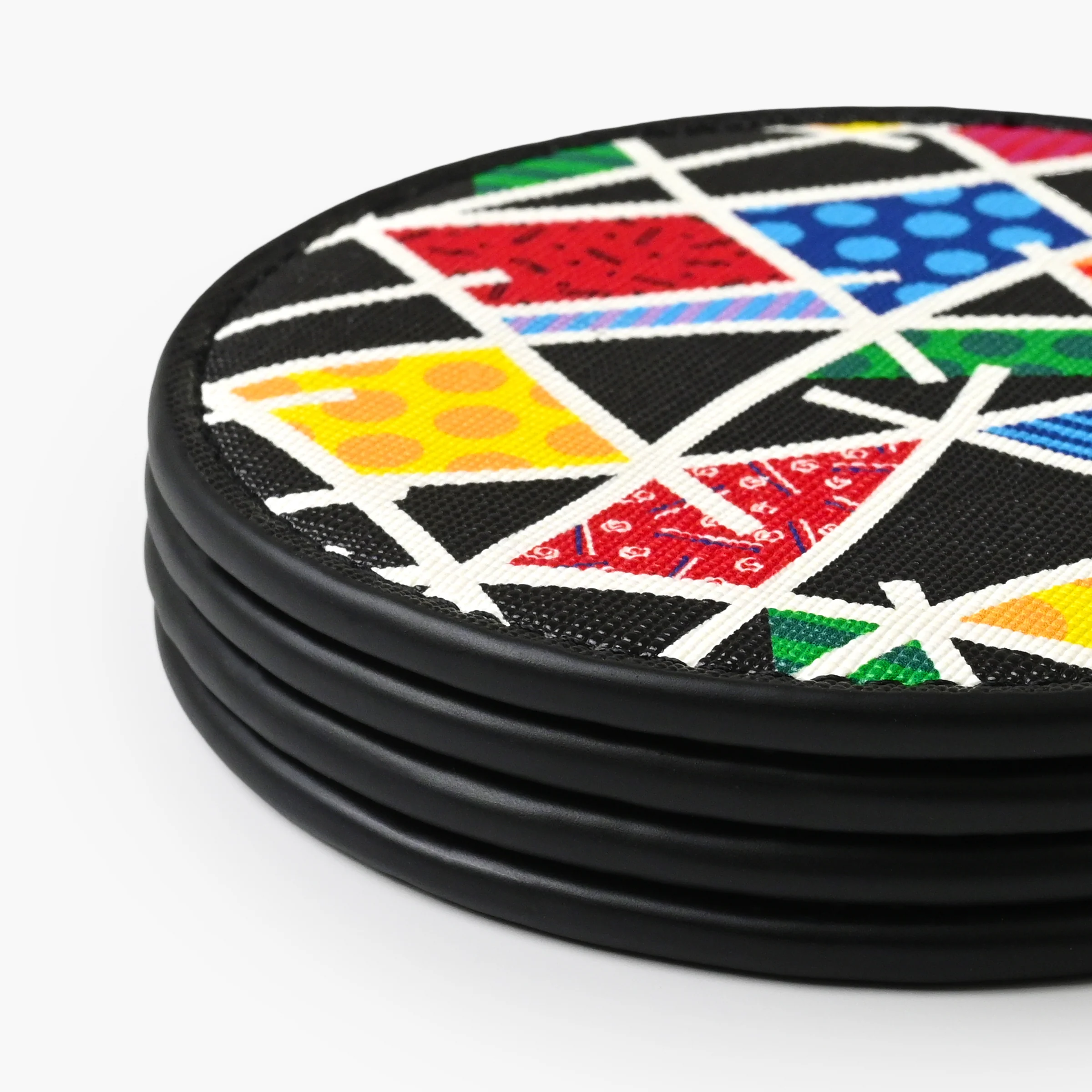 Midnight Landscape Britto Round Leather Coasters - Image 4