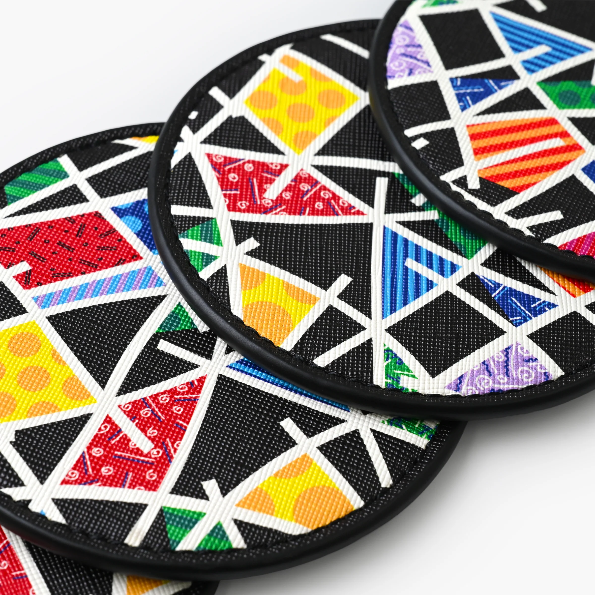 Midnight Landscape Britto Round Leather Coasters - Image 5