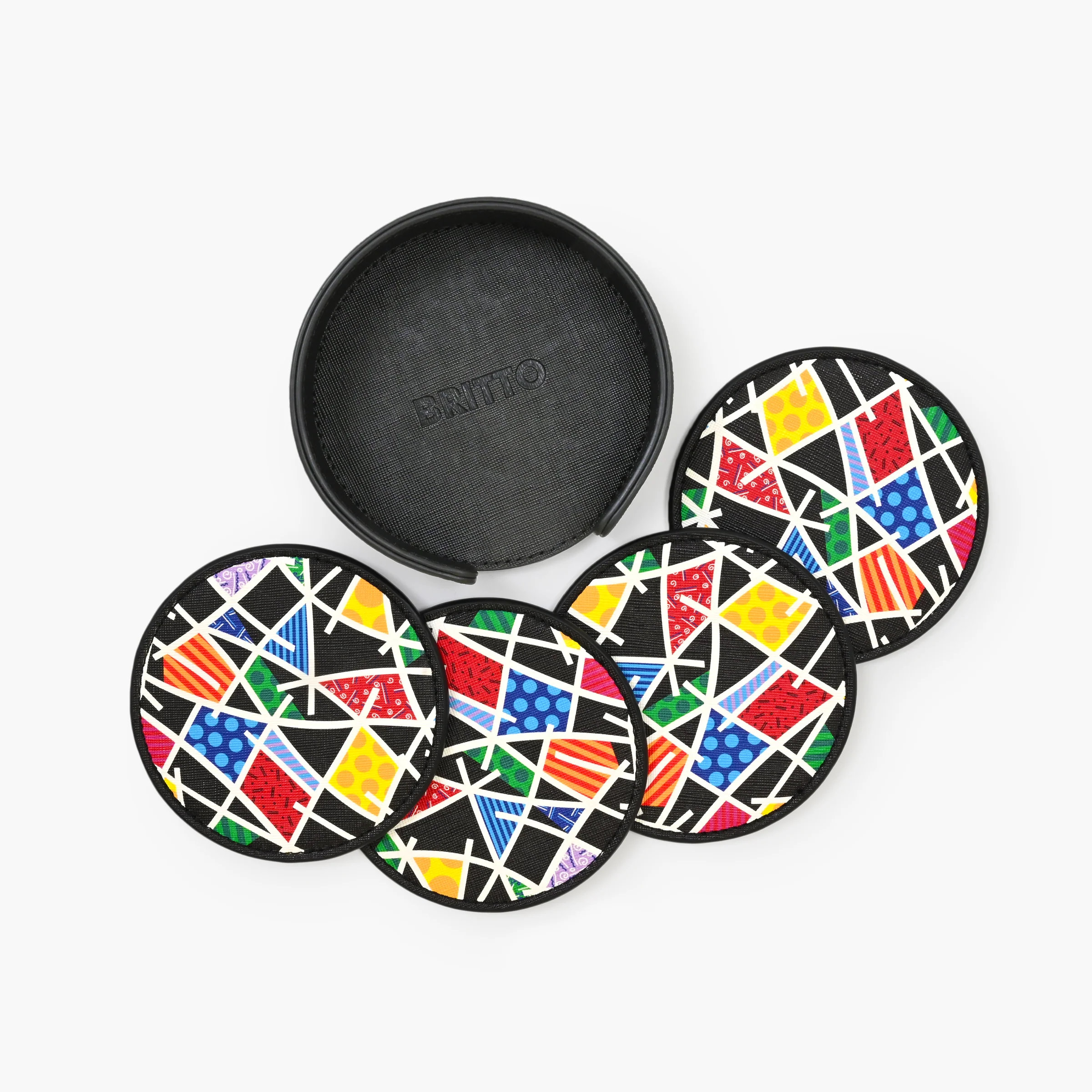 Midnight Landscape Britto Round Leather Coasters - Image 6