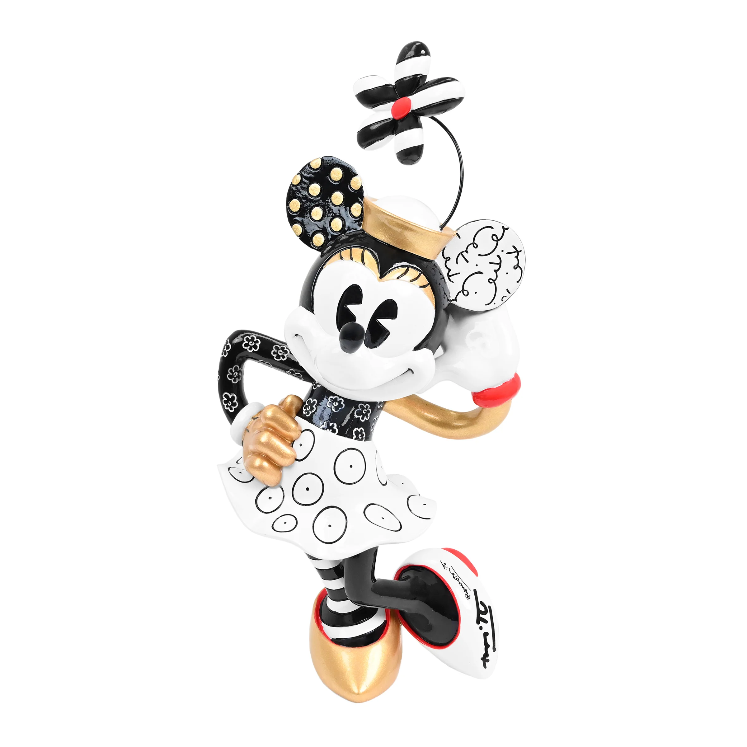 Minnie With Flower Hat - Black & Gold - Disney by Britto Figurine