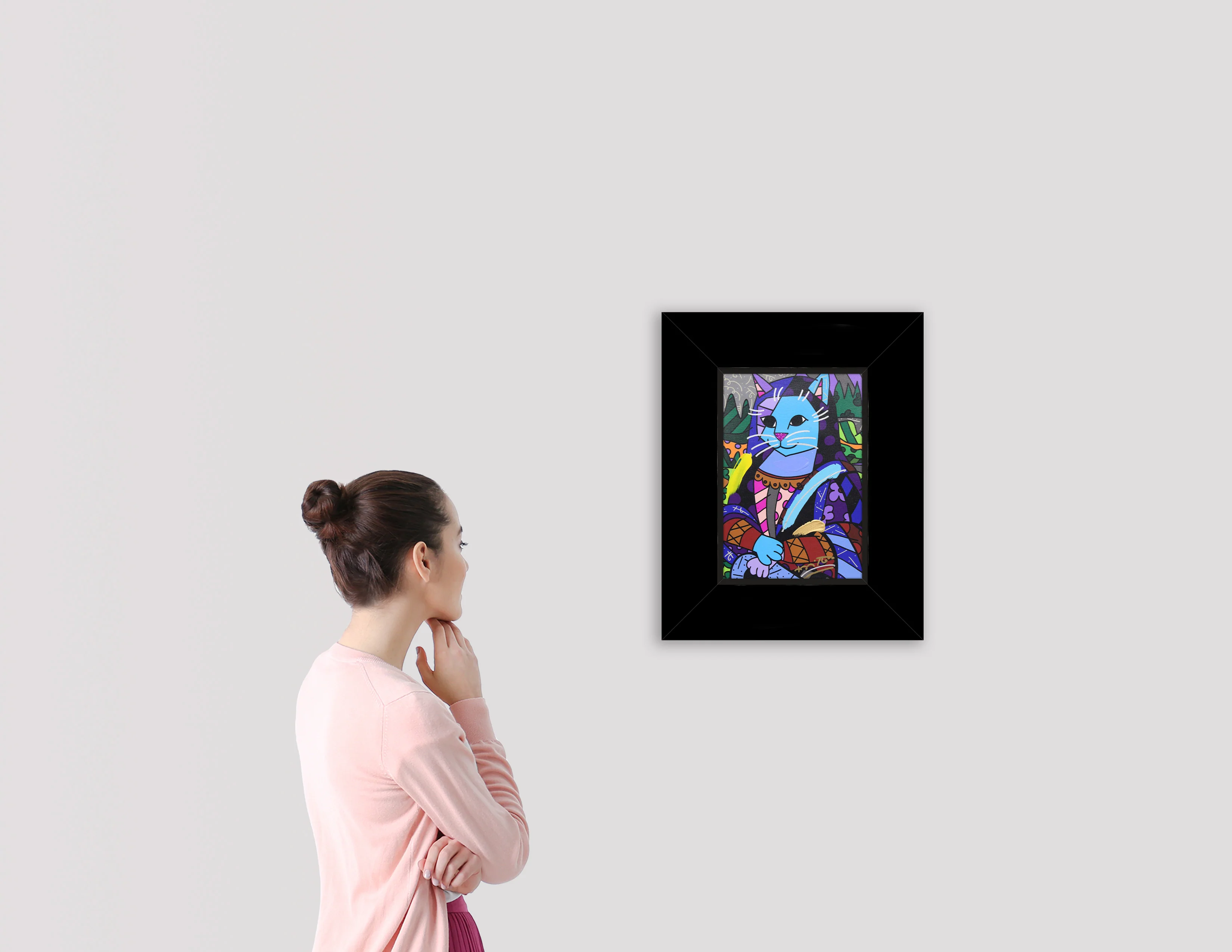 New Mona Cat - Mixed Media Original - Image 3