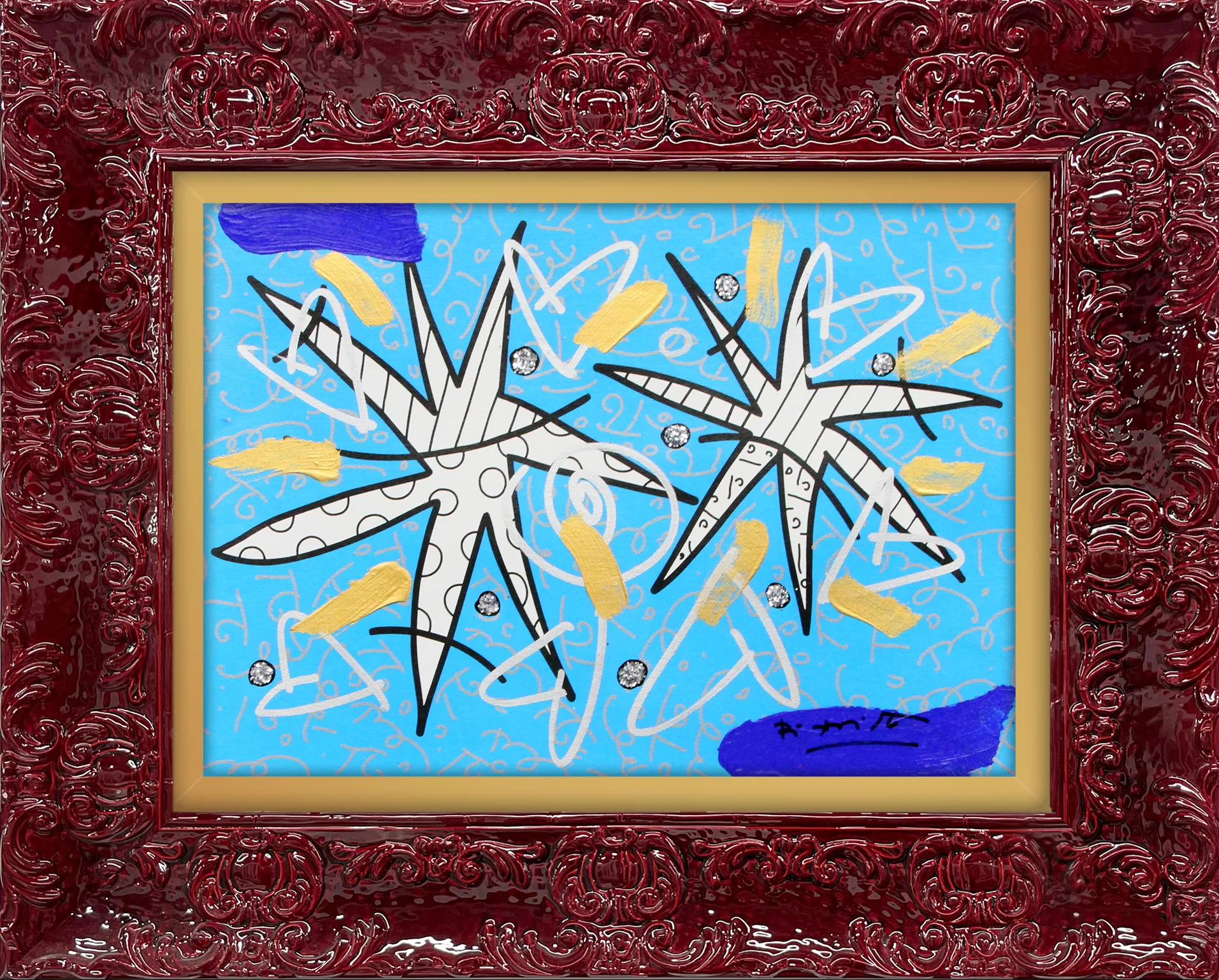 Night Stars Blue- Mixed Media Original - Image 10