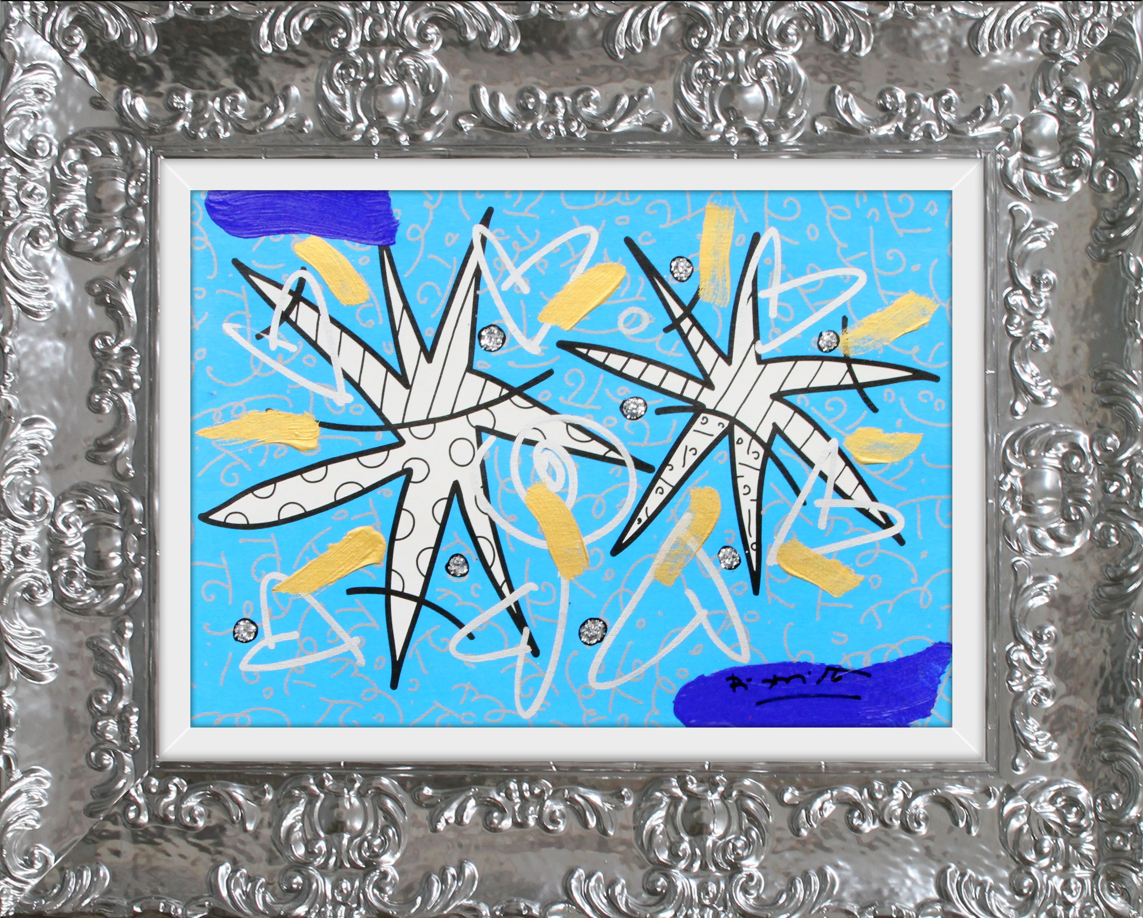 Night Stars Blue- Mixed Media Original - Image 11