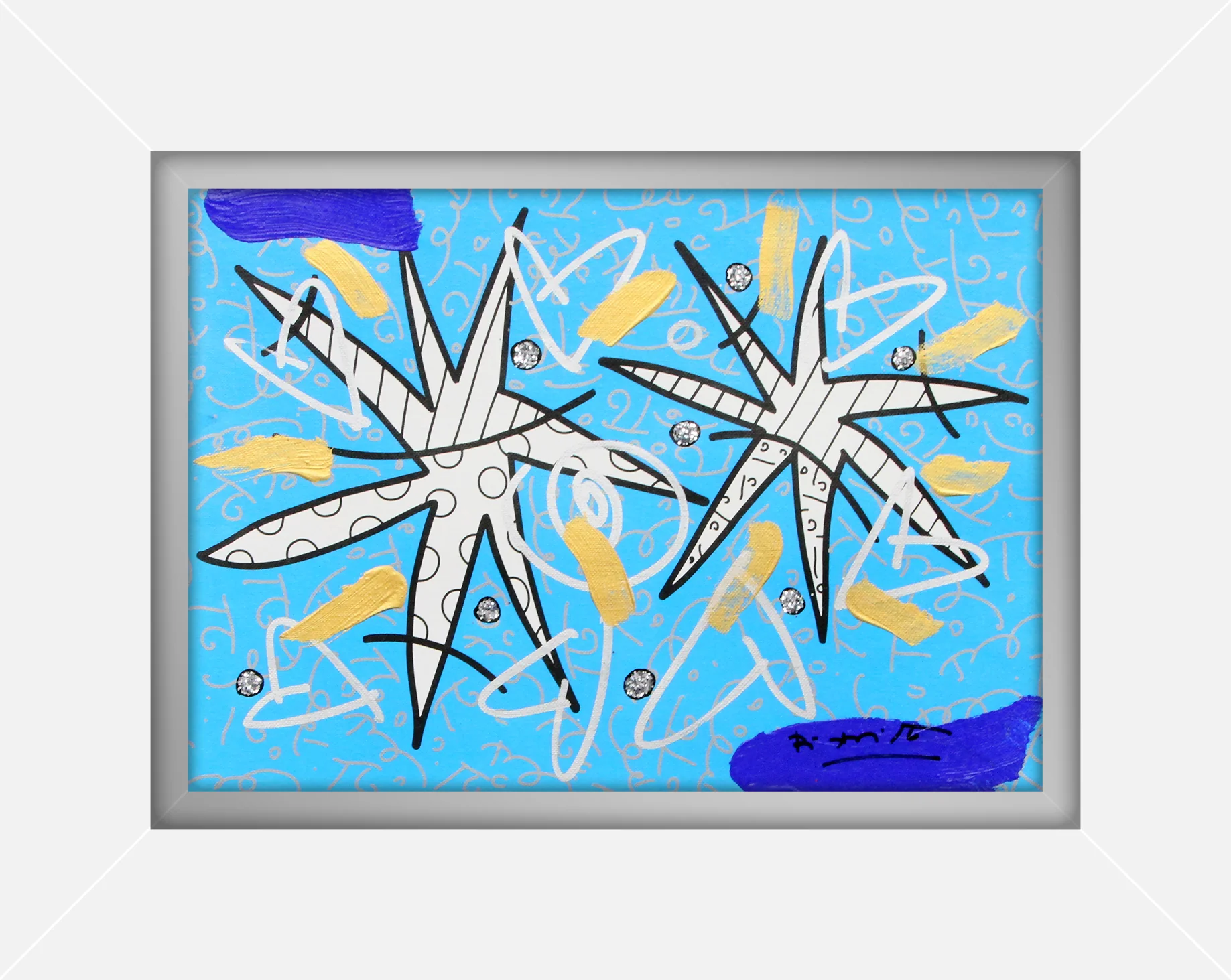 Night Stars Blue- Mixed Media Original - Image 12