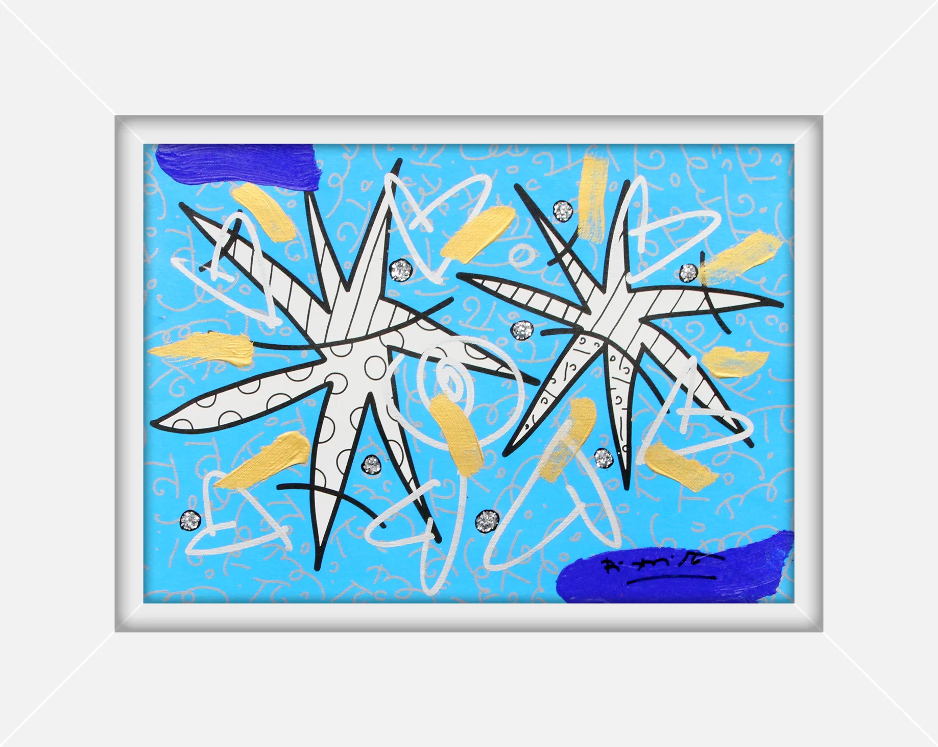 Night Stars Blue- Mixed Media Original - Image 13