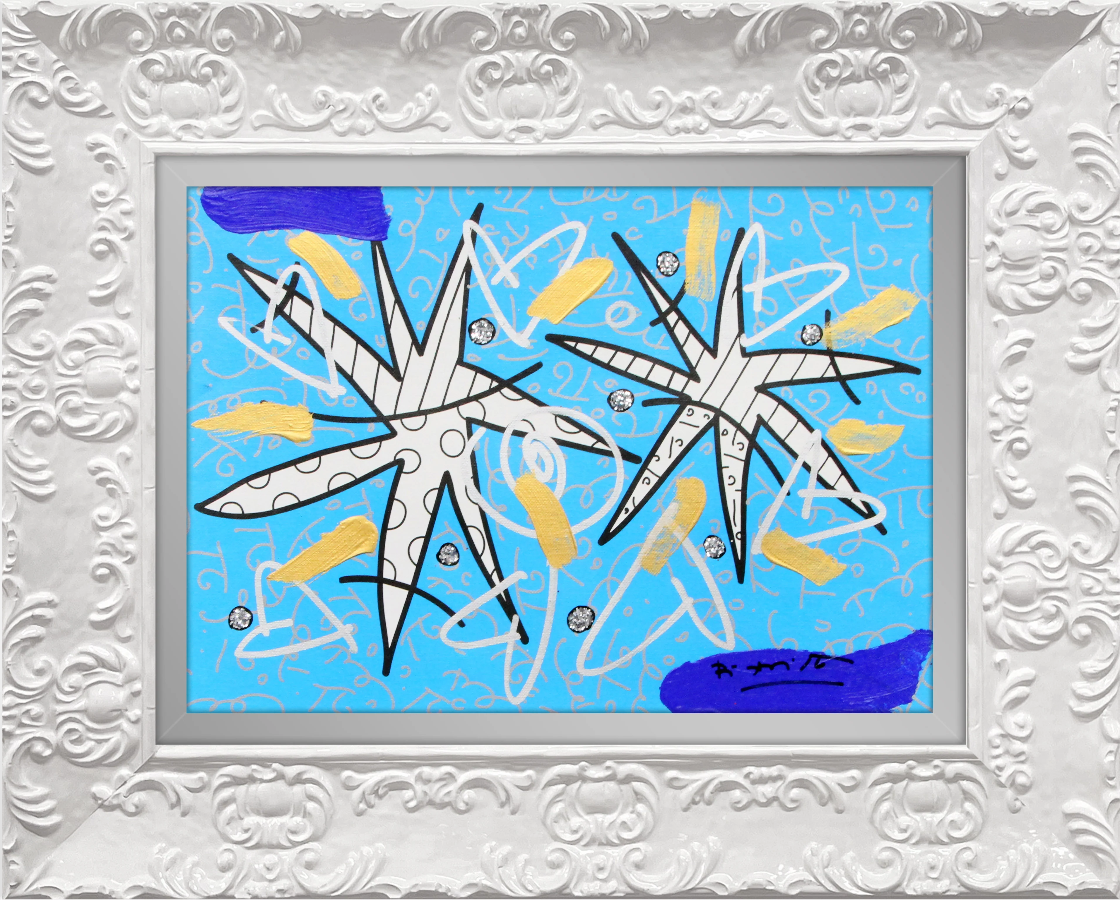 Night Stars Blue- Mixed Media Original - Image 14