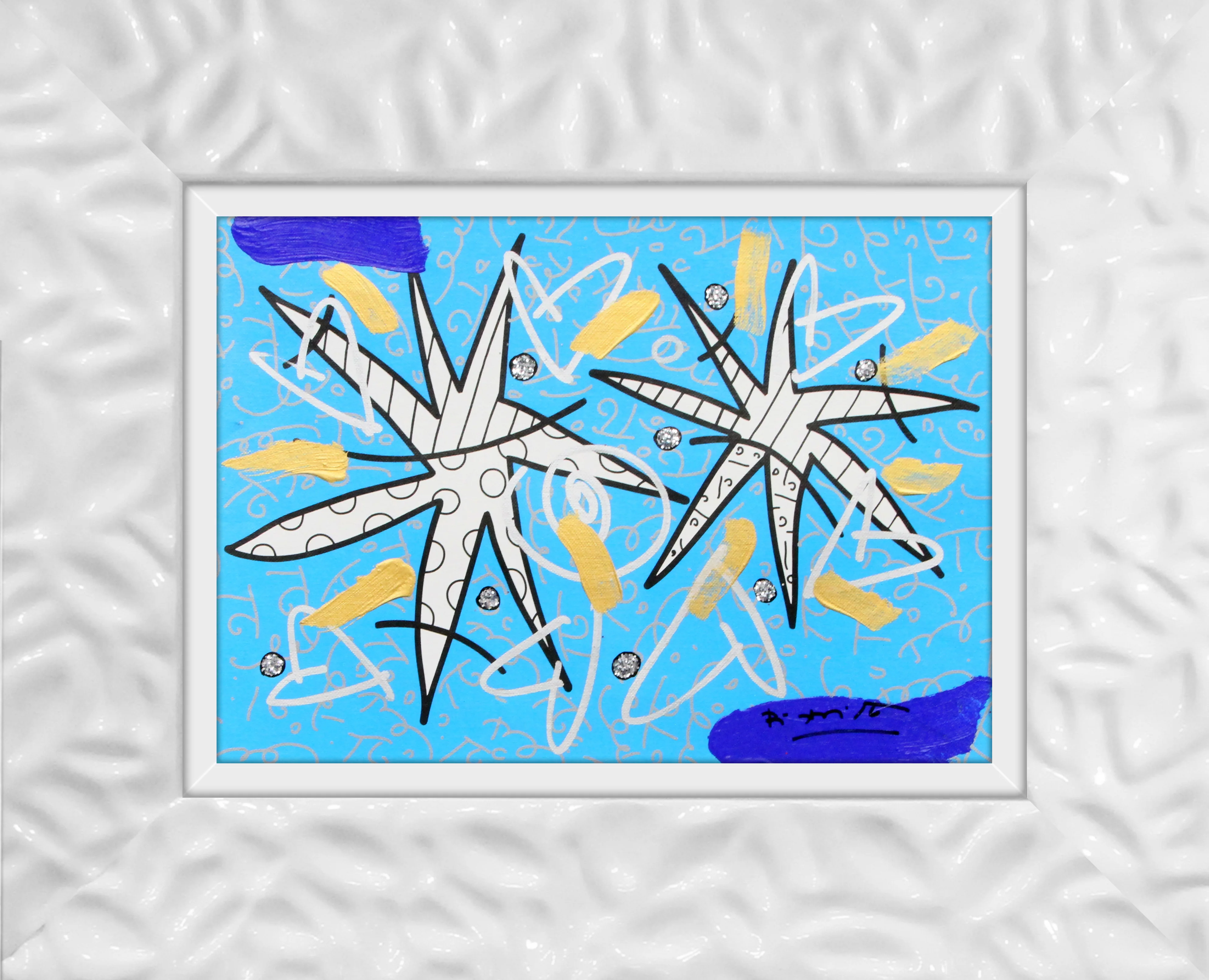 Night Stars Blue- Mixed Media Original - Image 16