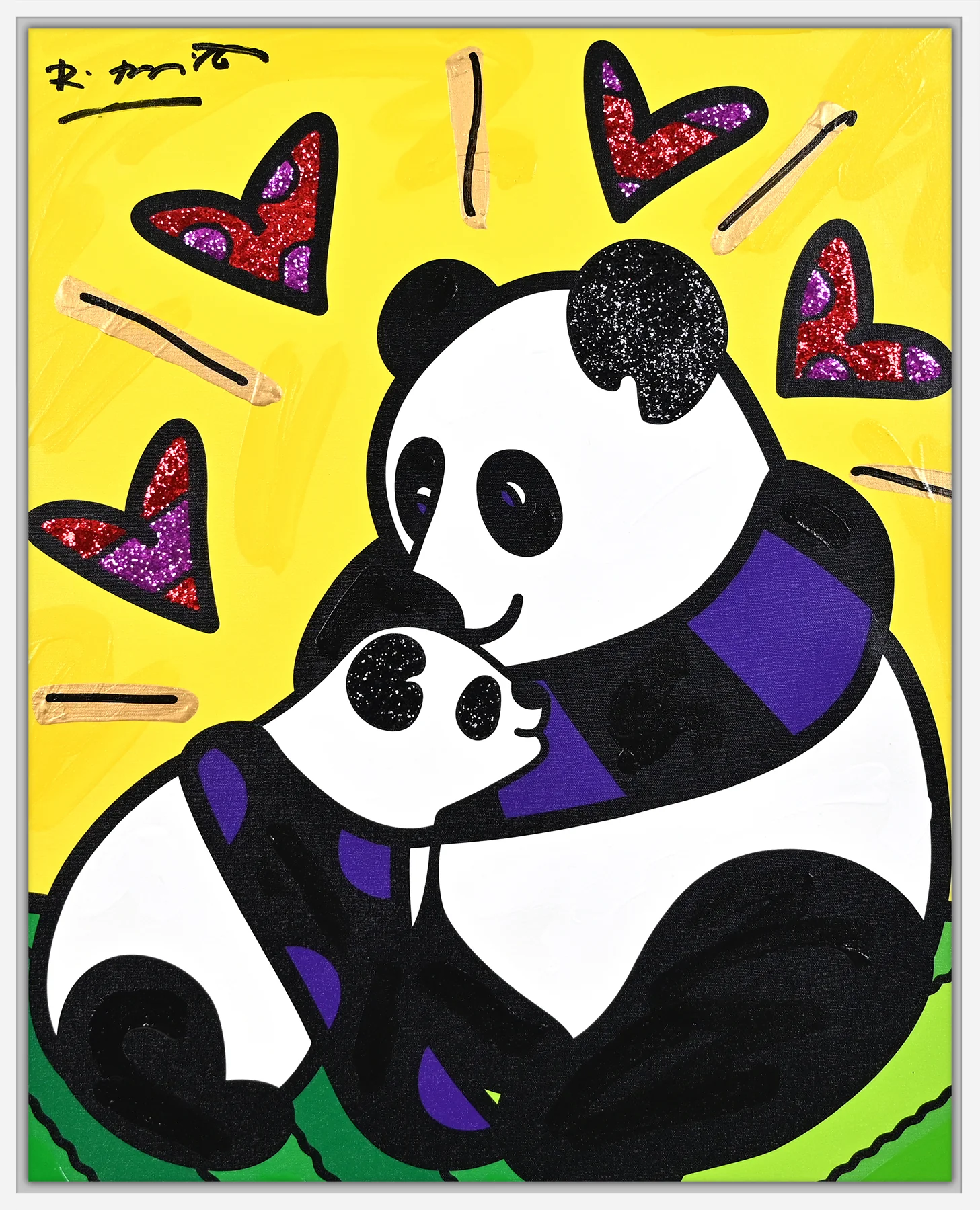 Panda Love - Mixed Media Original - Image 15