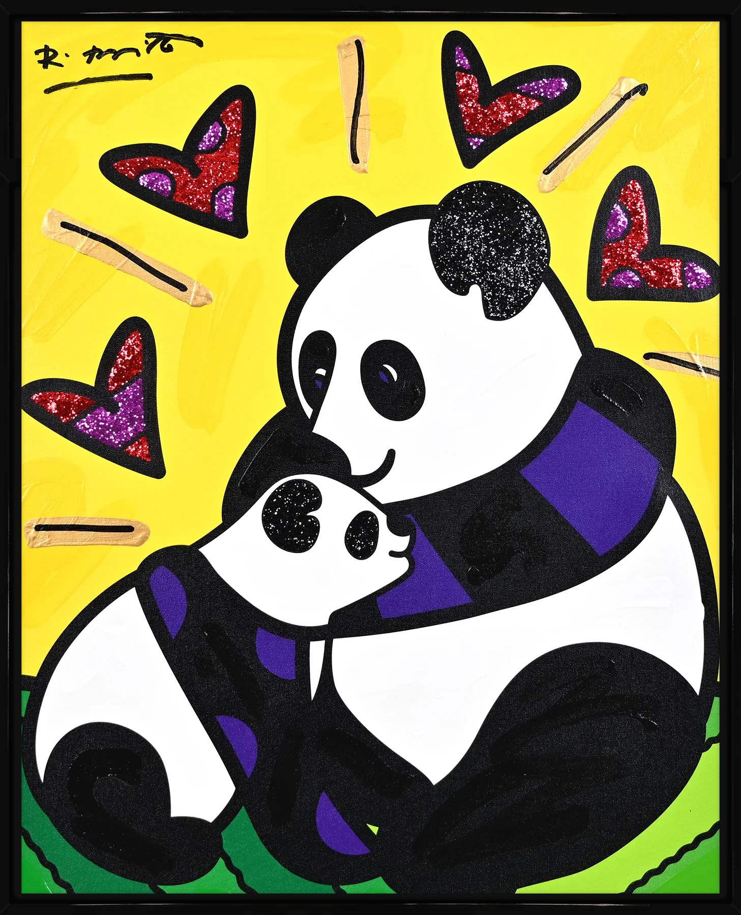 Panda Love - Mixed Media Original - Image 5