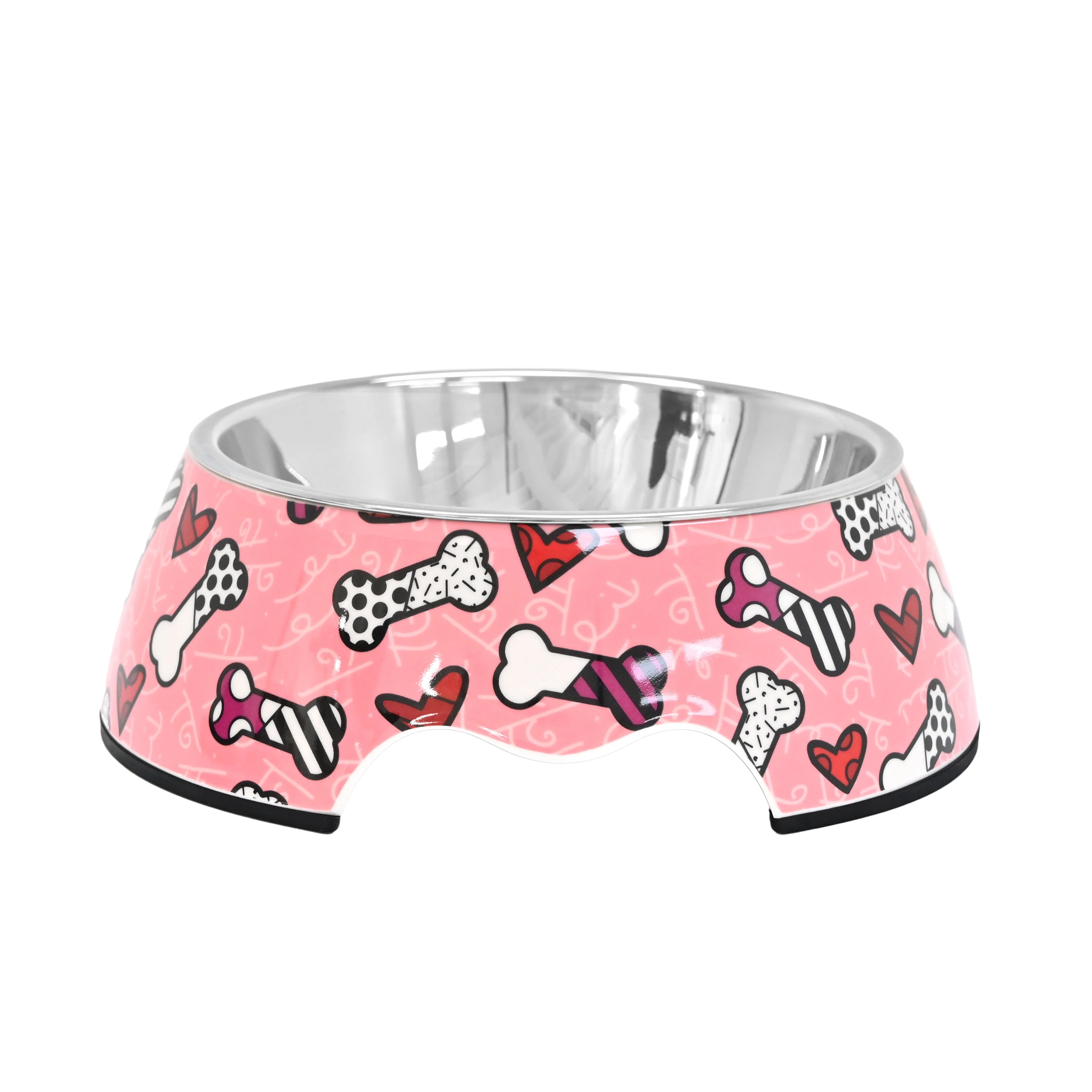 Pink Bones and Hearts Britto Pet Bowl - Image 4