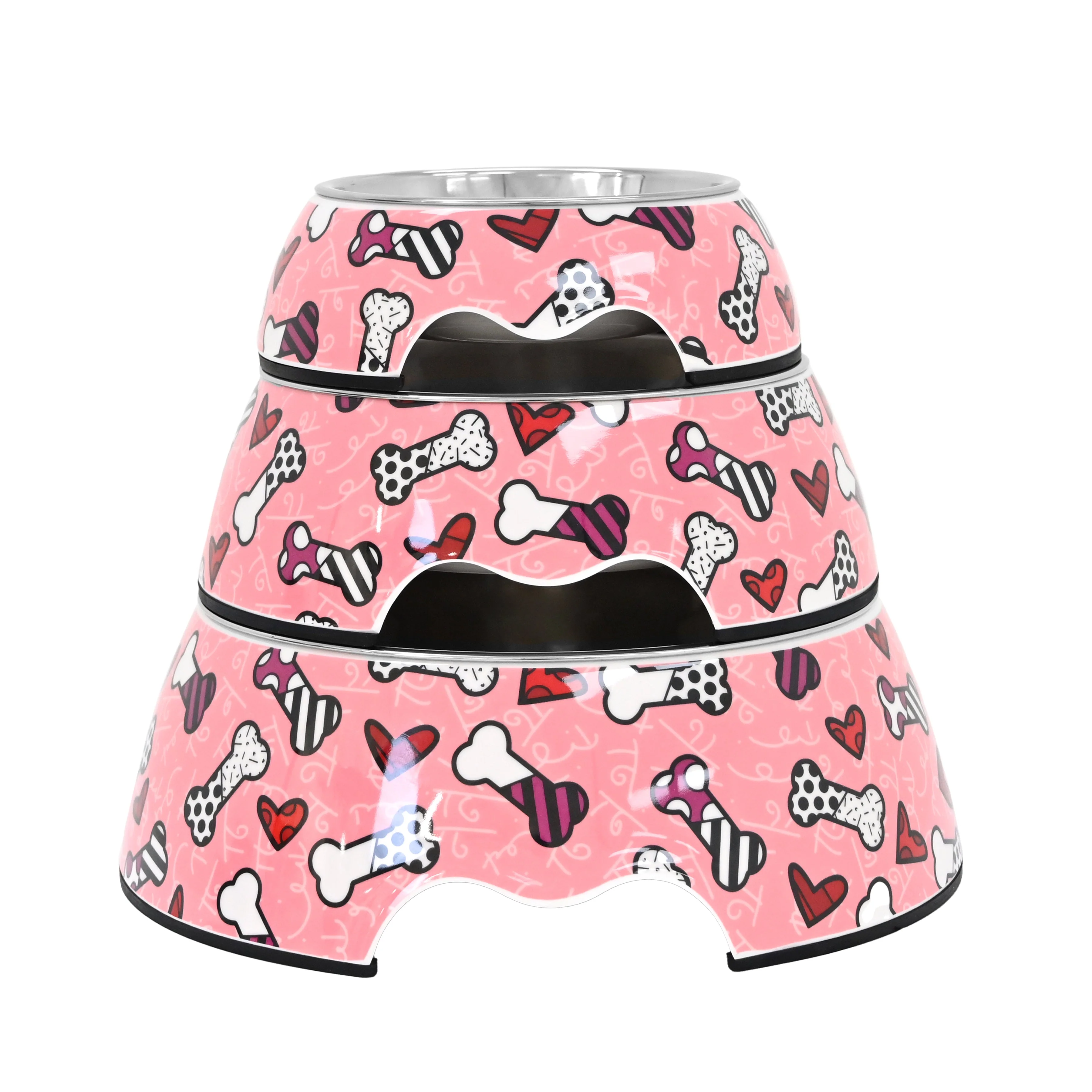 Pink Bones and Hearts Britto Pet Bowl - Image 6