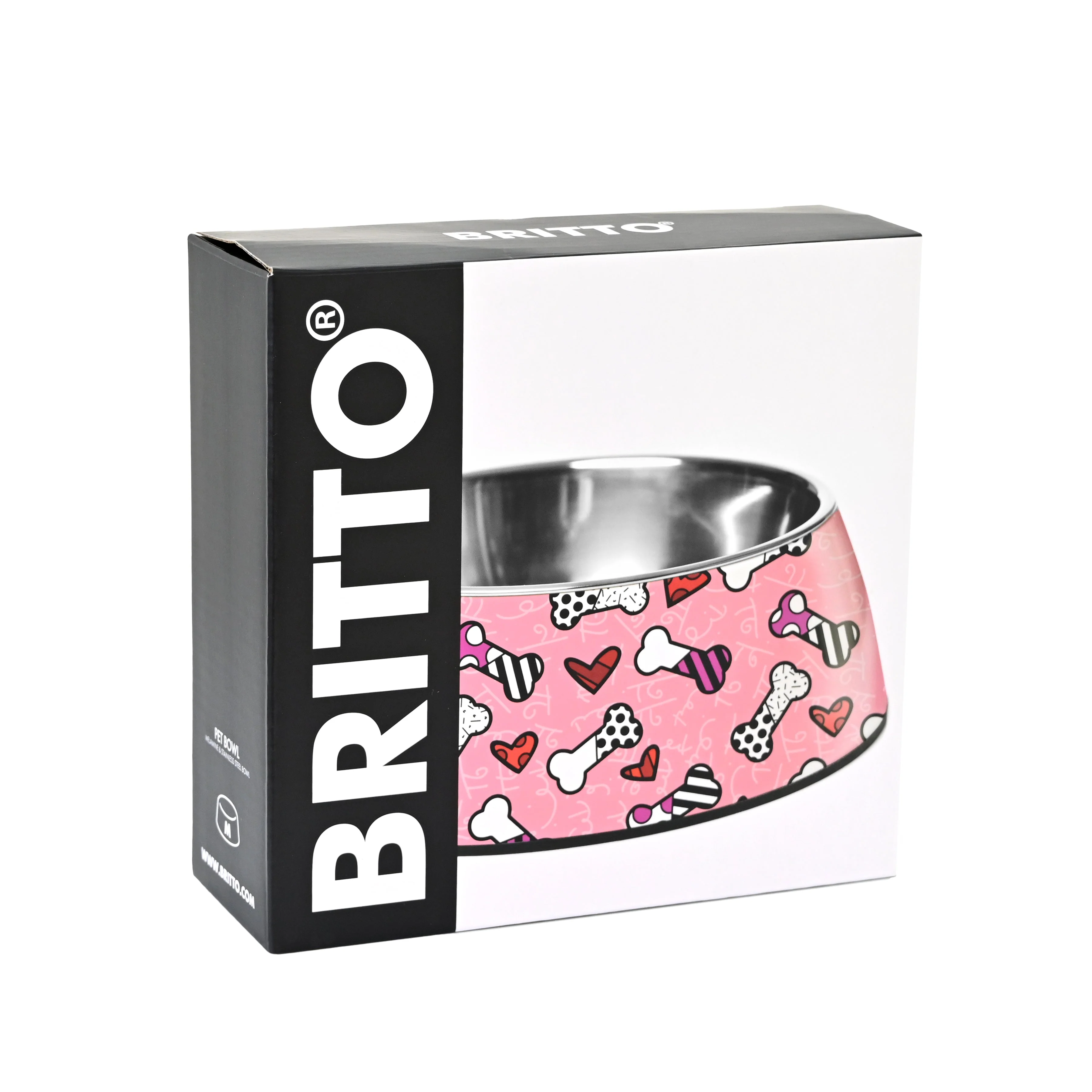 Pink Bones and Hearts Britto Pet Bowl - Image 7