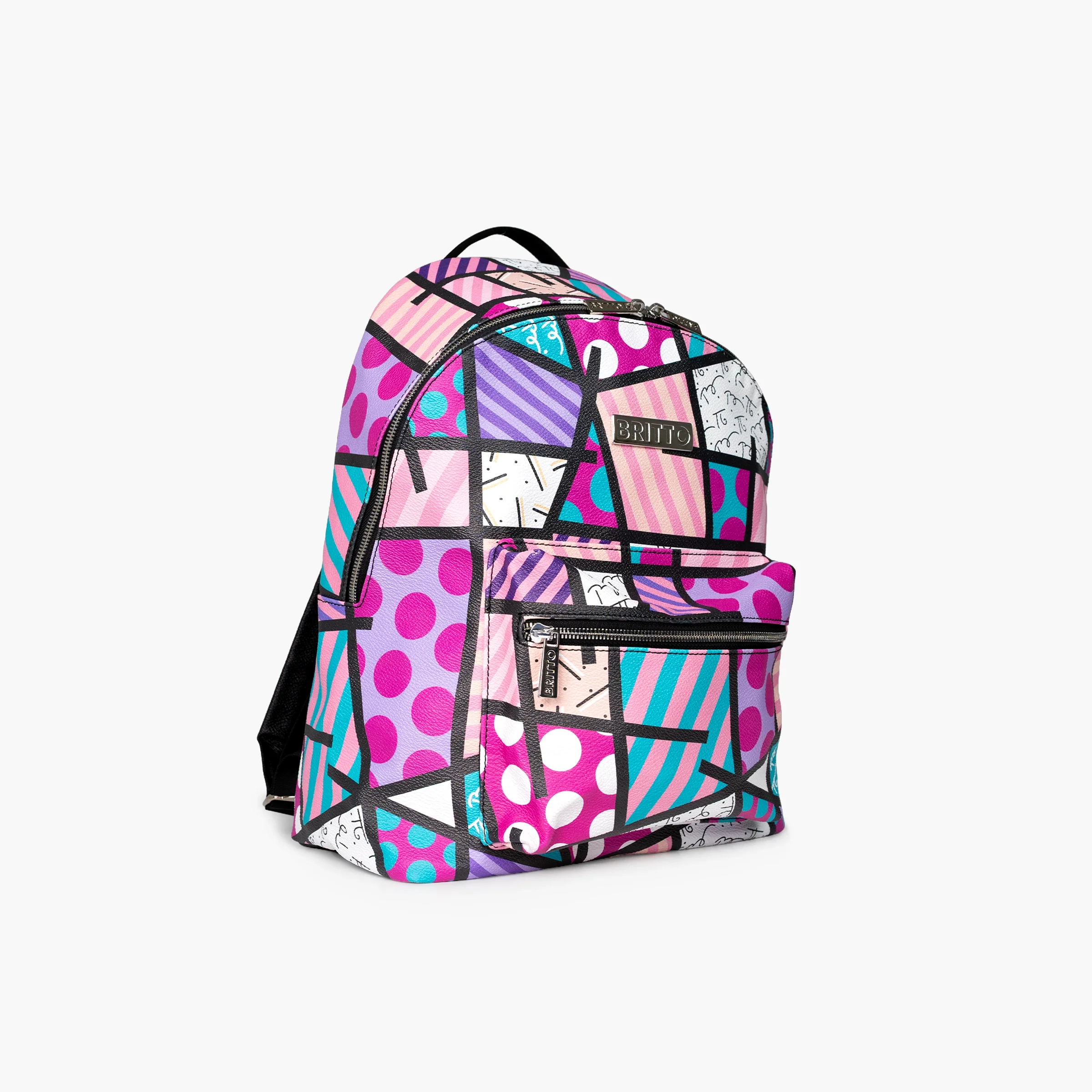 Pink Landscape Britto Eco Leather Large Backpack - Image 3