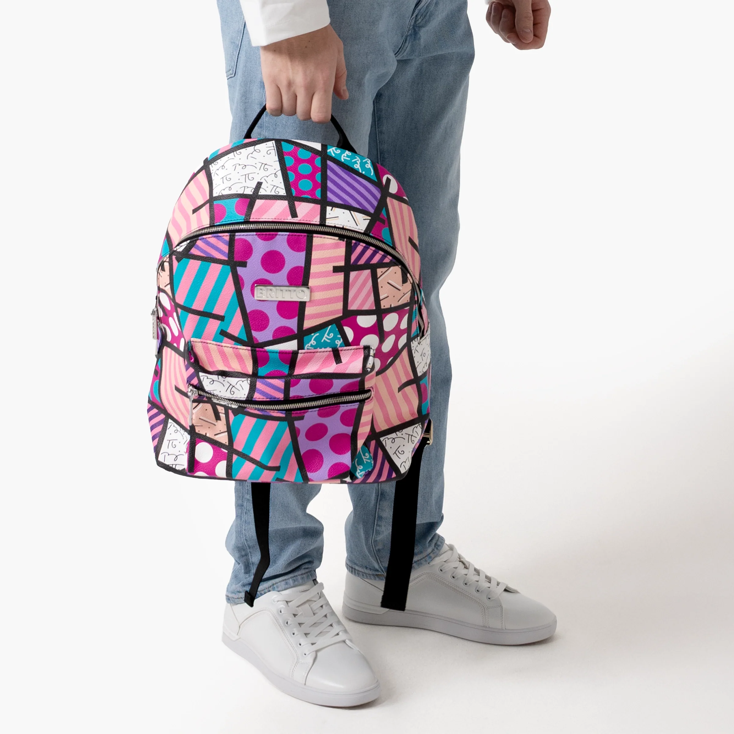 Pink Landscape Britto Eco Leather Large Backpack - Image 5
