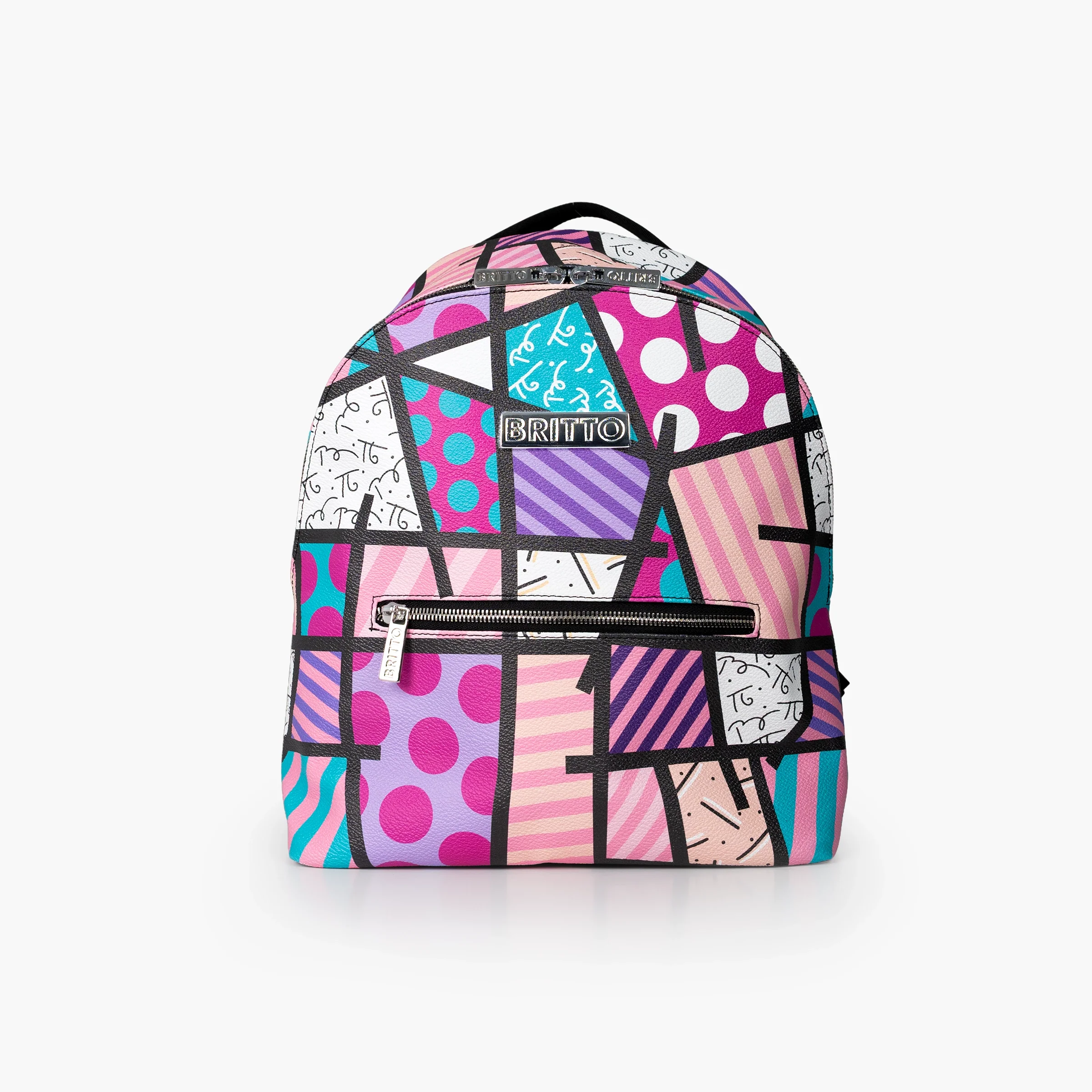 Pink Landscape Britto Eco Leather Small Backpack