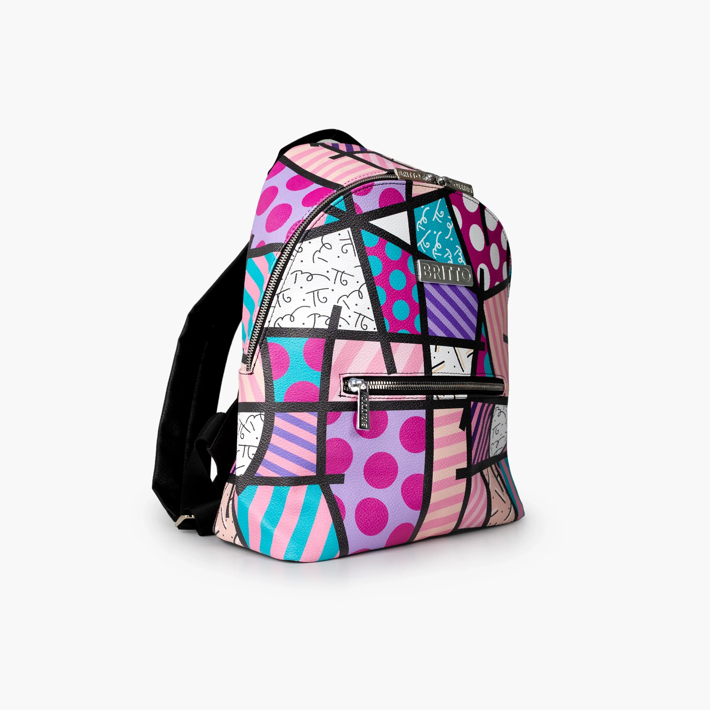 Pink Landscape Britto Eco Leather Small Backpack - Image 3